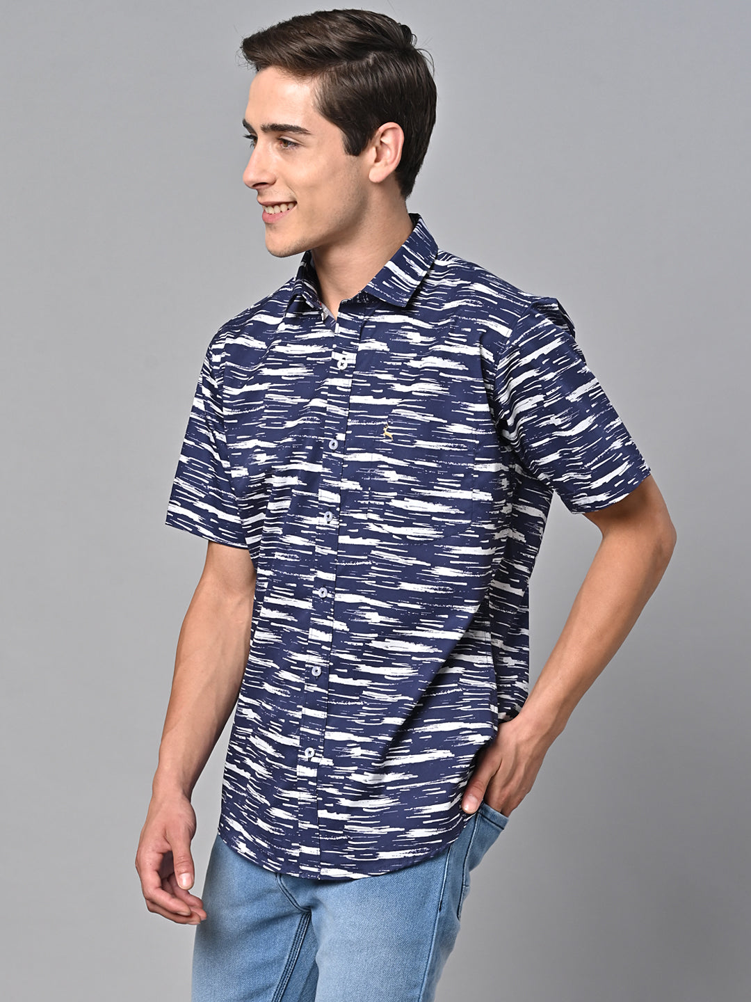 Valbone Men Printed Giza Cotton Casual Shirt