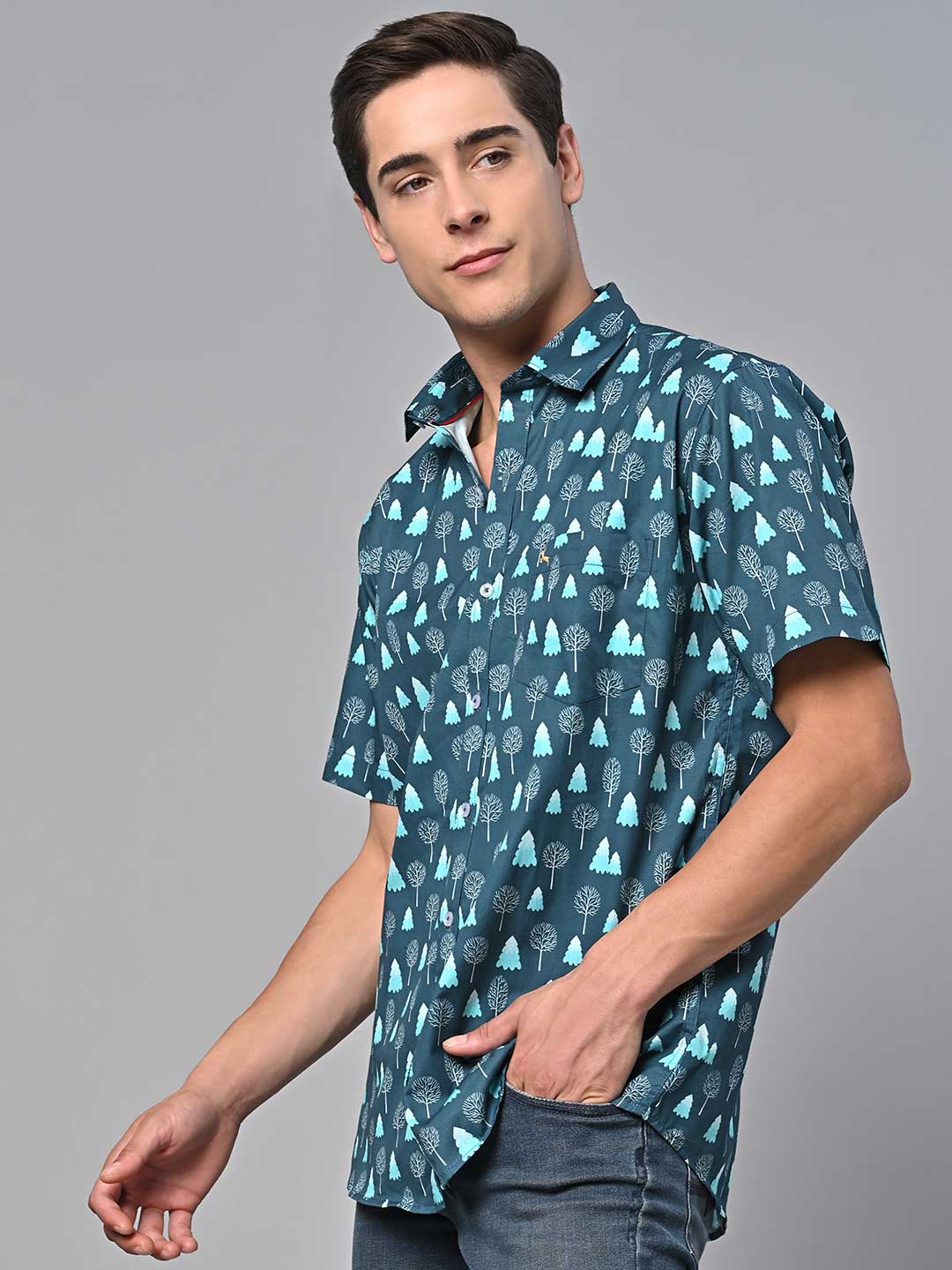 Valbone Men Printed Giza Cotton Casual Shirt
