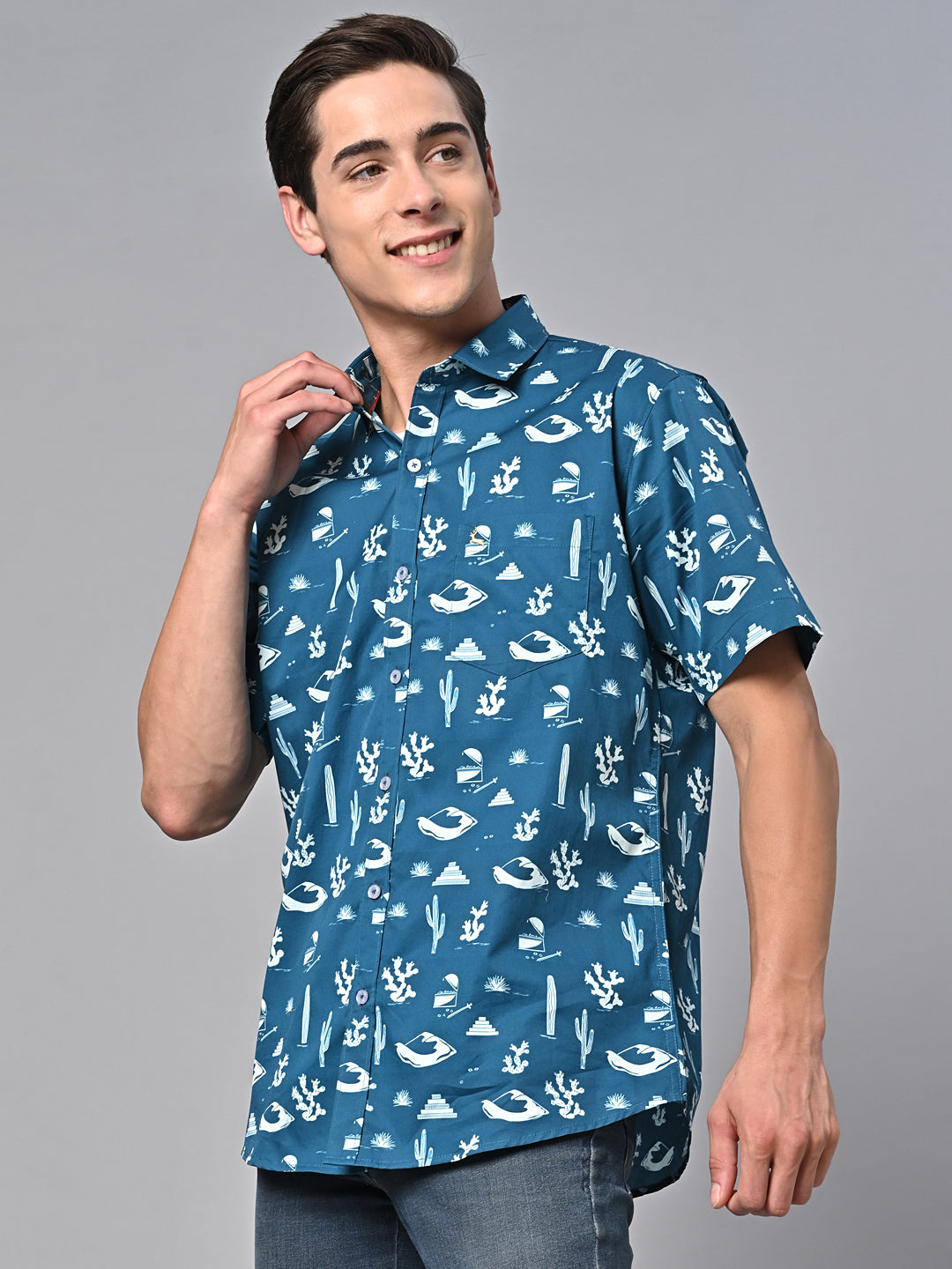 Valbone Men Printed Giza Cotton Casual Shirt
