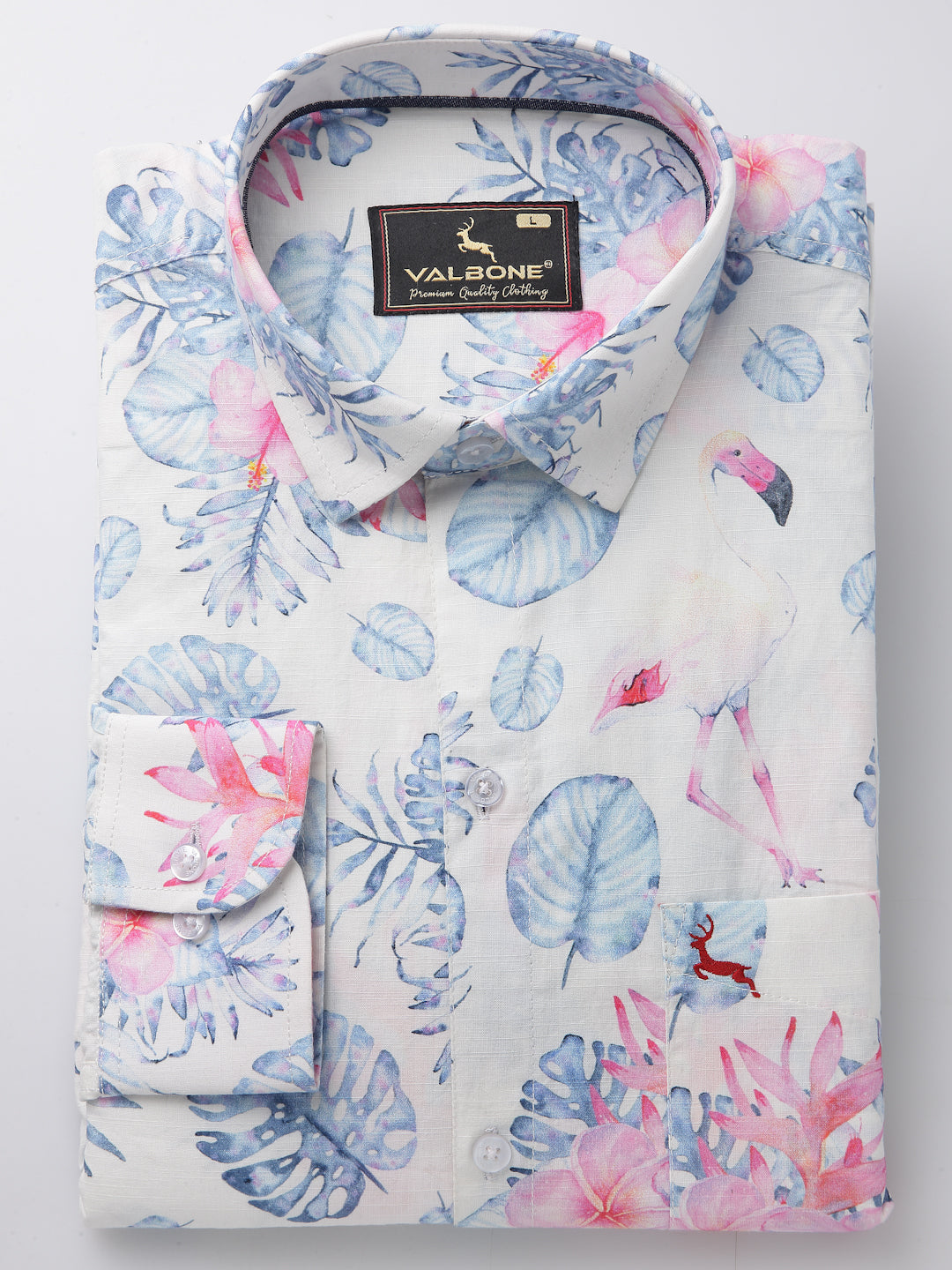Valbone Men’s Digital Print Floral Printed Pure Cotton Casual Full Sleeves Shirt