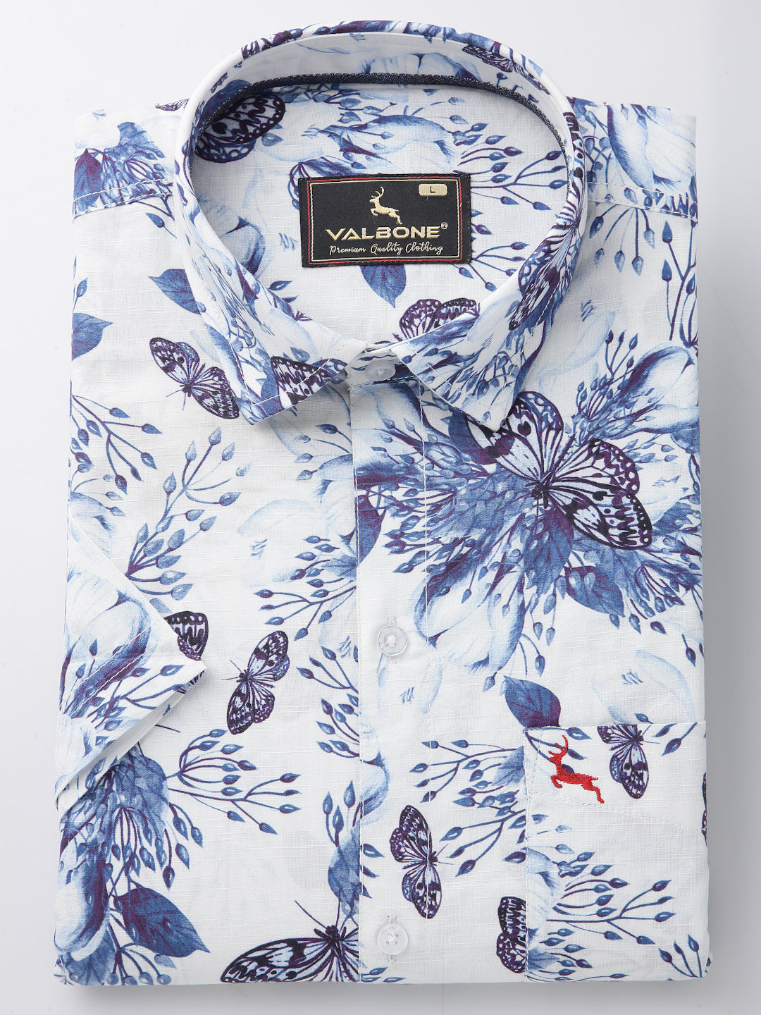 Valbone Men’s Digital Print Blue Butterfly Printed Regular Fit Casual Shirt Half Sleeves