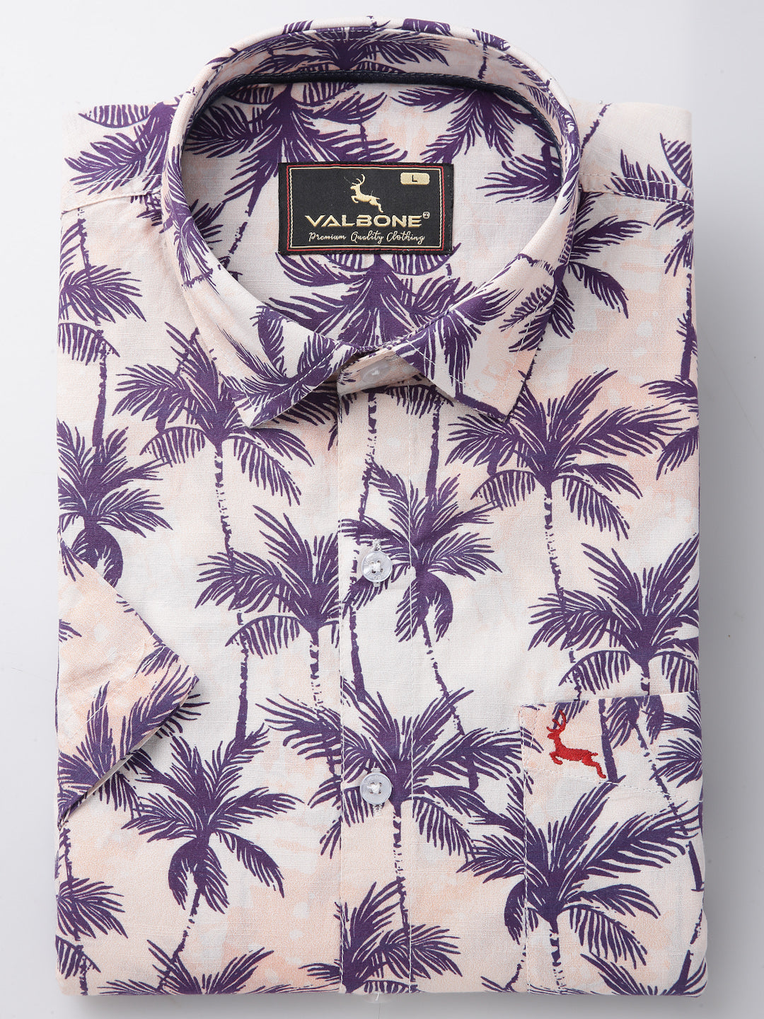 Valbone Men’s Digital Print Purple Tree Printed Regular Fit Casual Shirt Half Sleeves