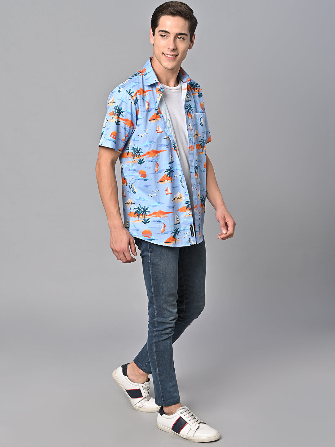 Valbone Men Printed Giza Cotton Casual Shirt