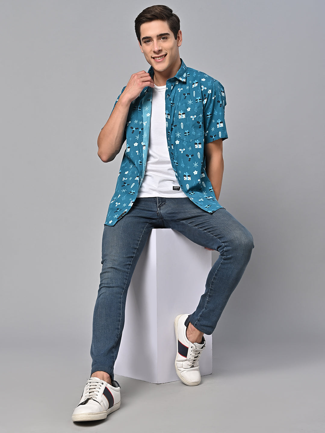 Valbone Men Printed Giza Cotton Casual Shirt