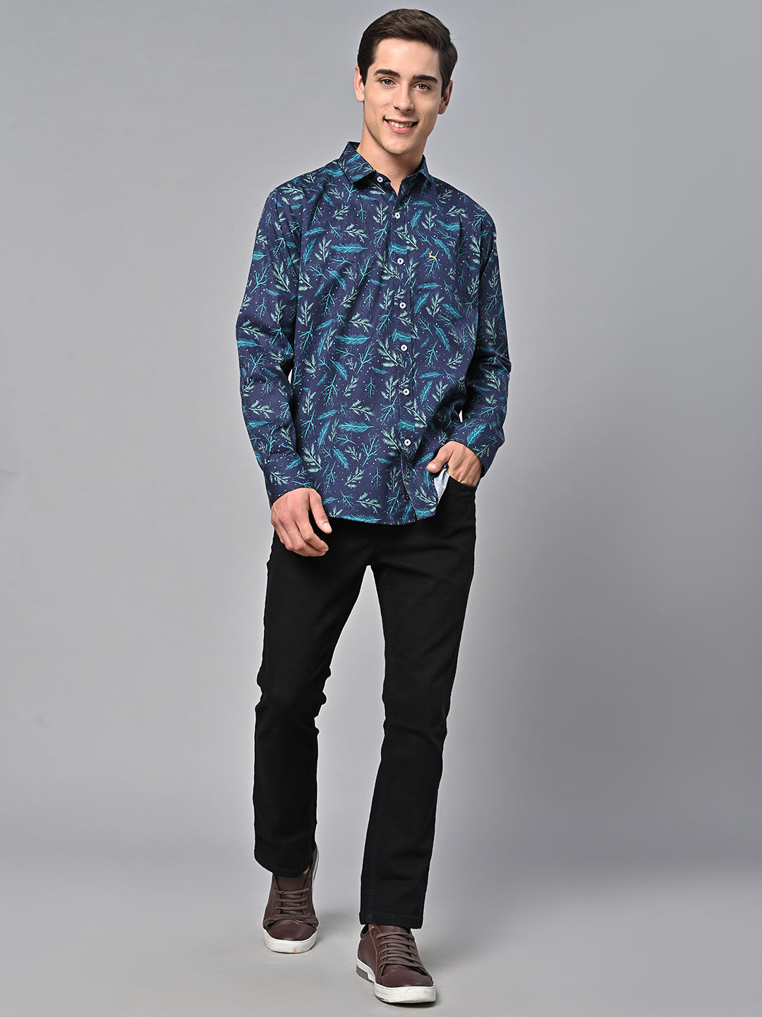 Valbone Men Printed Giza Cotton Casual Shirt