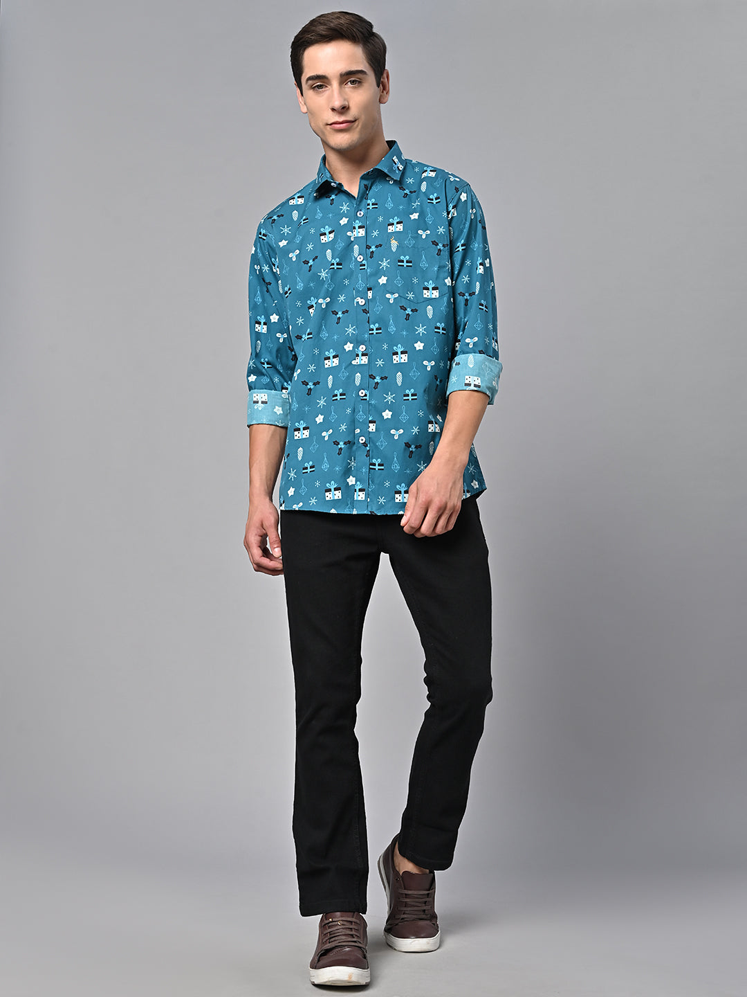 Valbone Men Printed Giza Cotton Casual Shirt
