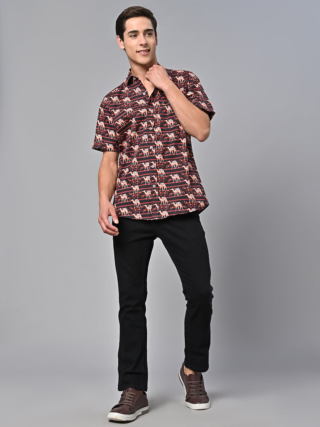 Valbone Men Printed Giza Cotton Casual Shirt