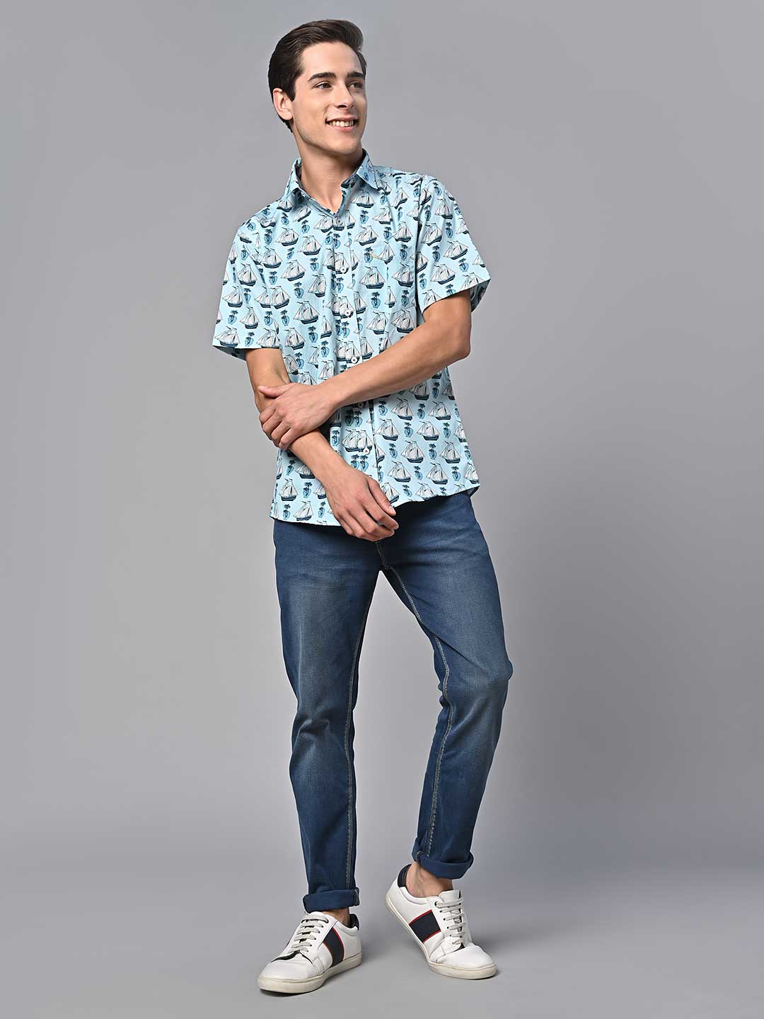 Valbone Men Printed Giza Cotton Casual Shirt