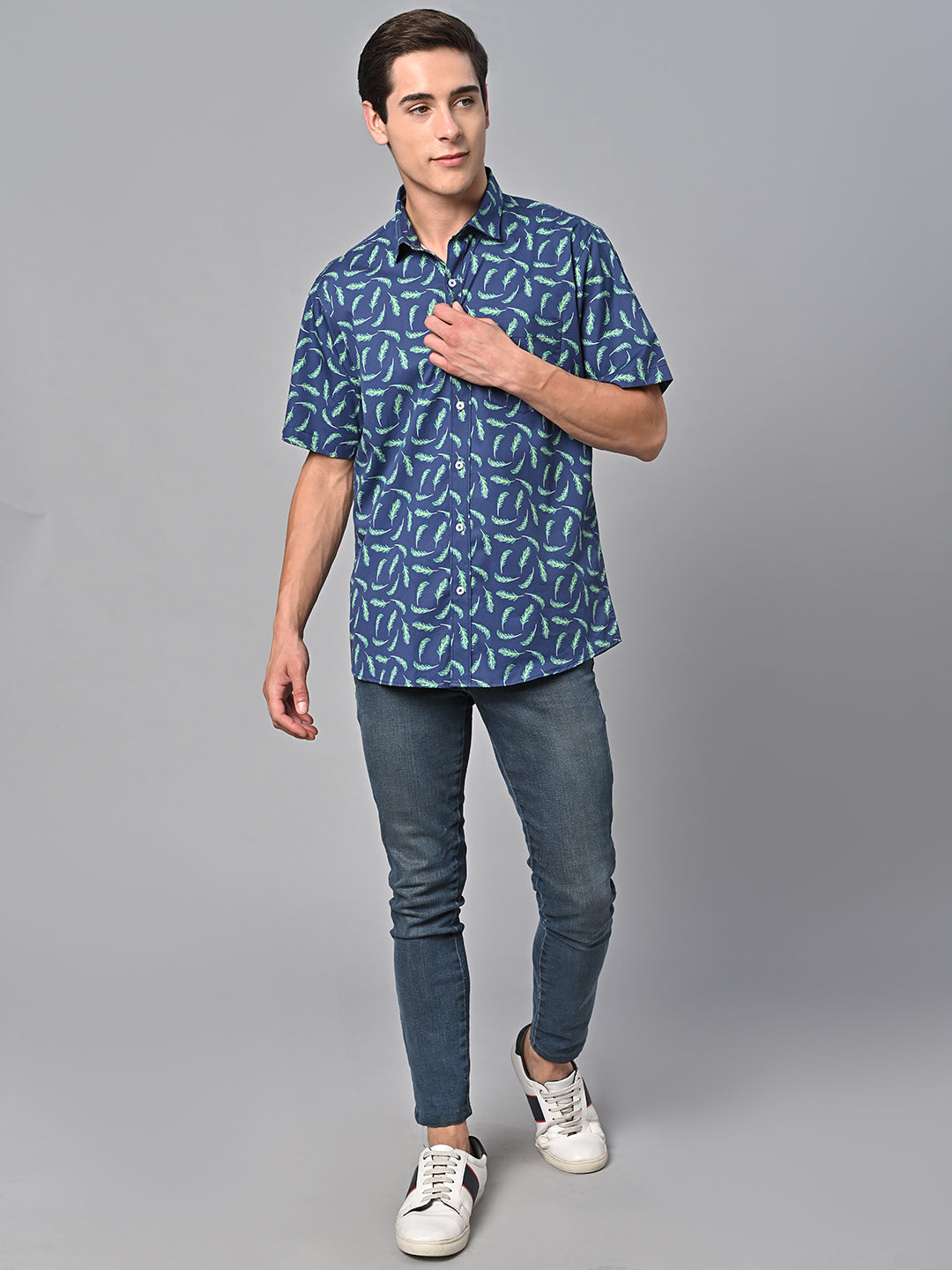 Valbone Men Printed Giza Cotton Casual half sleeves Shirt