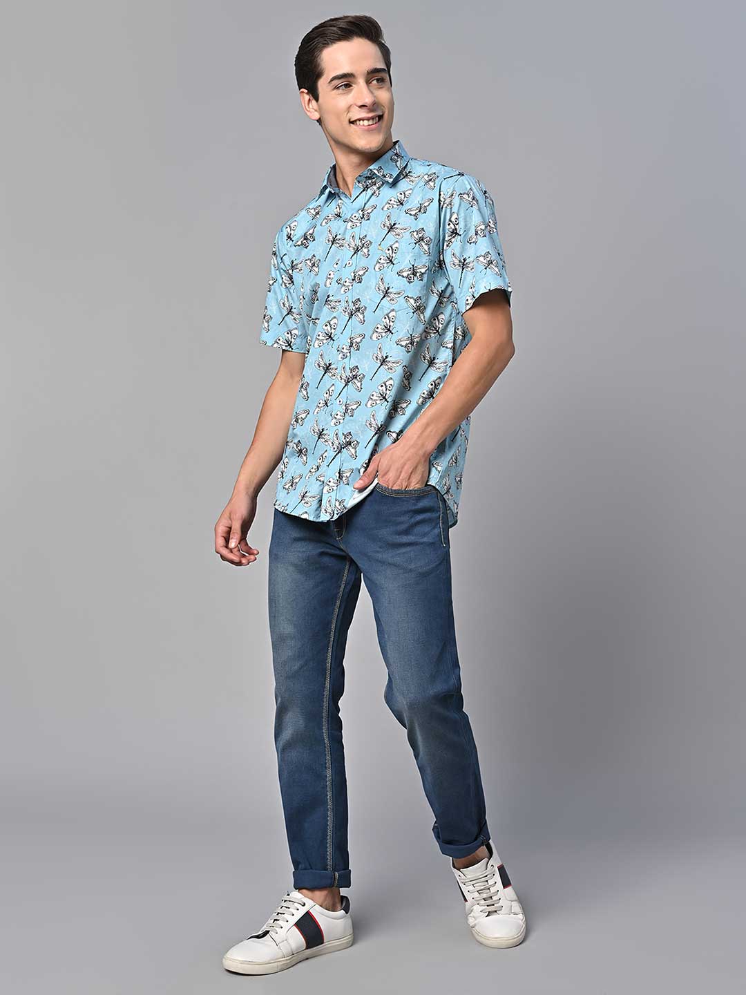 Valbone Men Printed Giza Cotton Casual Shirt