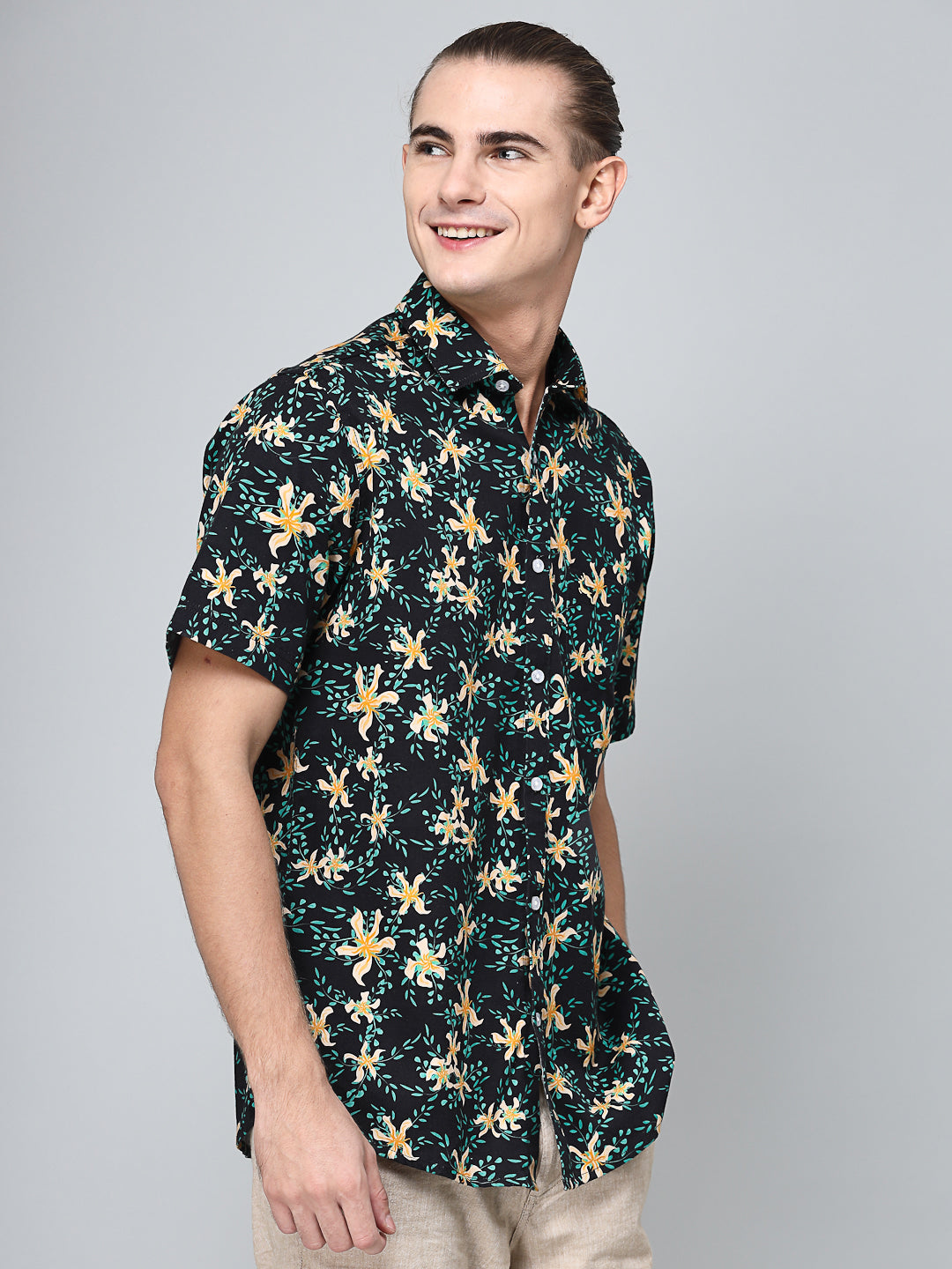 Valbone Men’s Digital Print Floral Printed Regular Fit Casual half sleeves Shirt