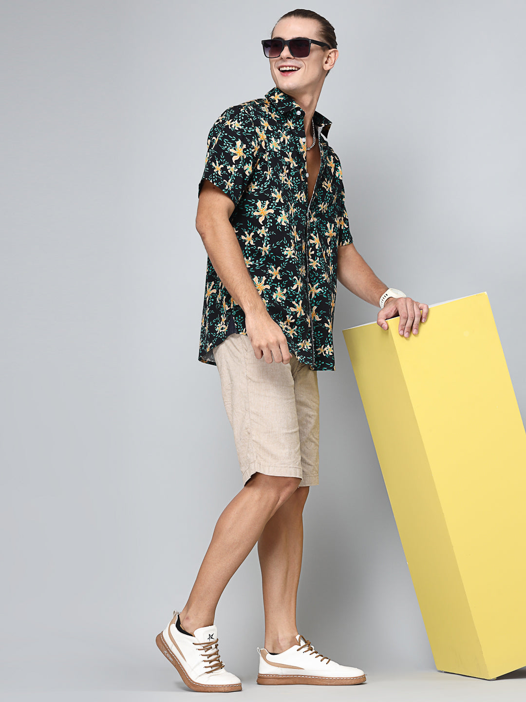 Valbone Men’s Digital Print Floral Printed Regular Fit Casual half sleeves Shirt