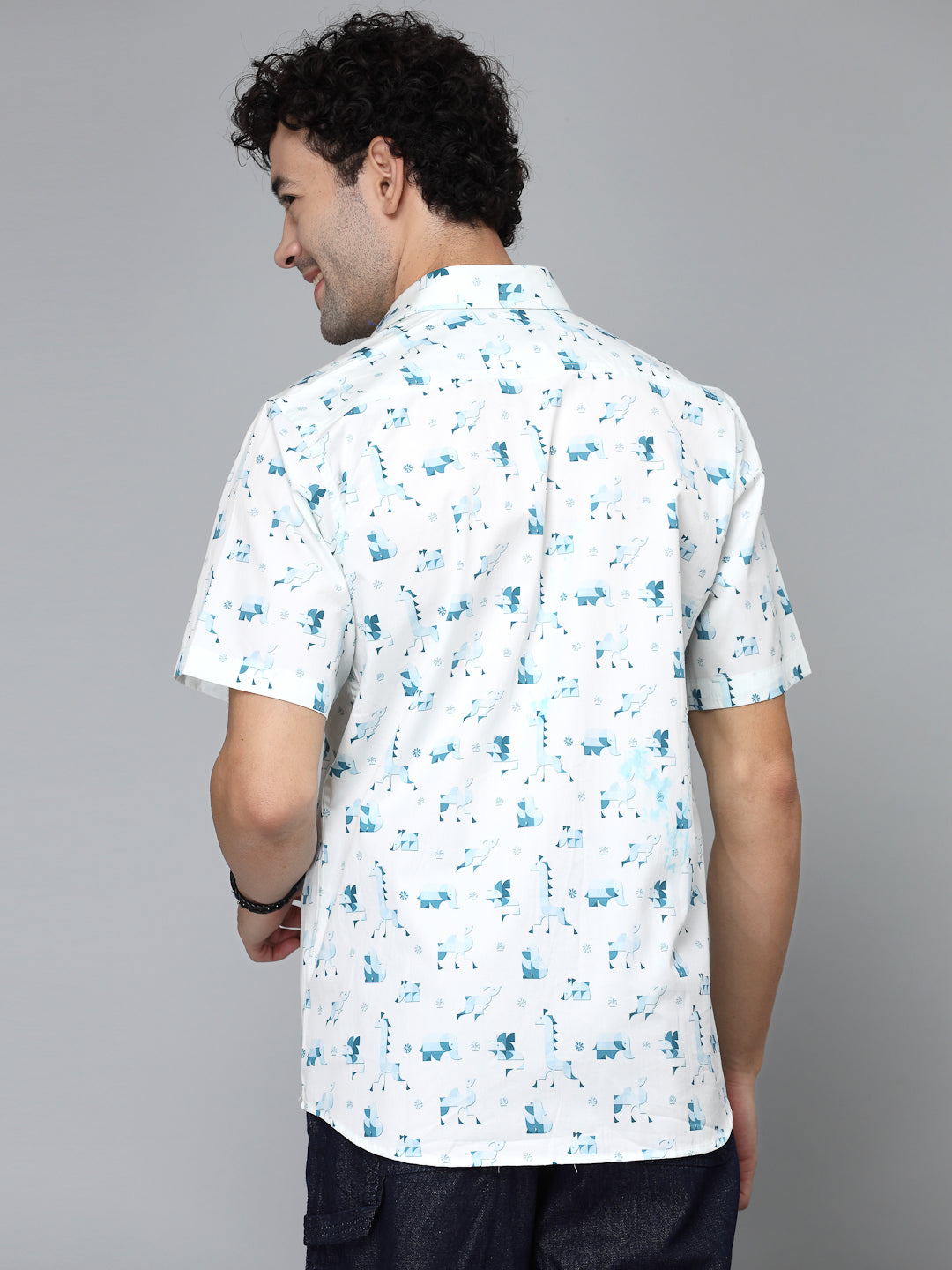 Valbone Men's Printed Giza Cotton Casual Shirt