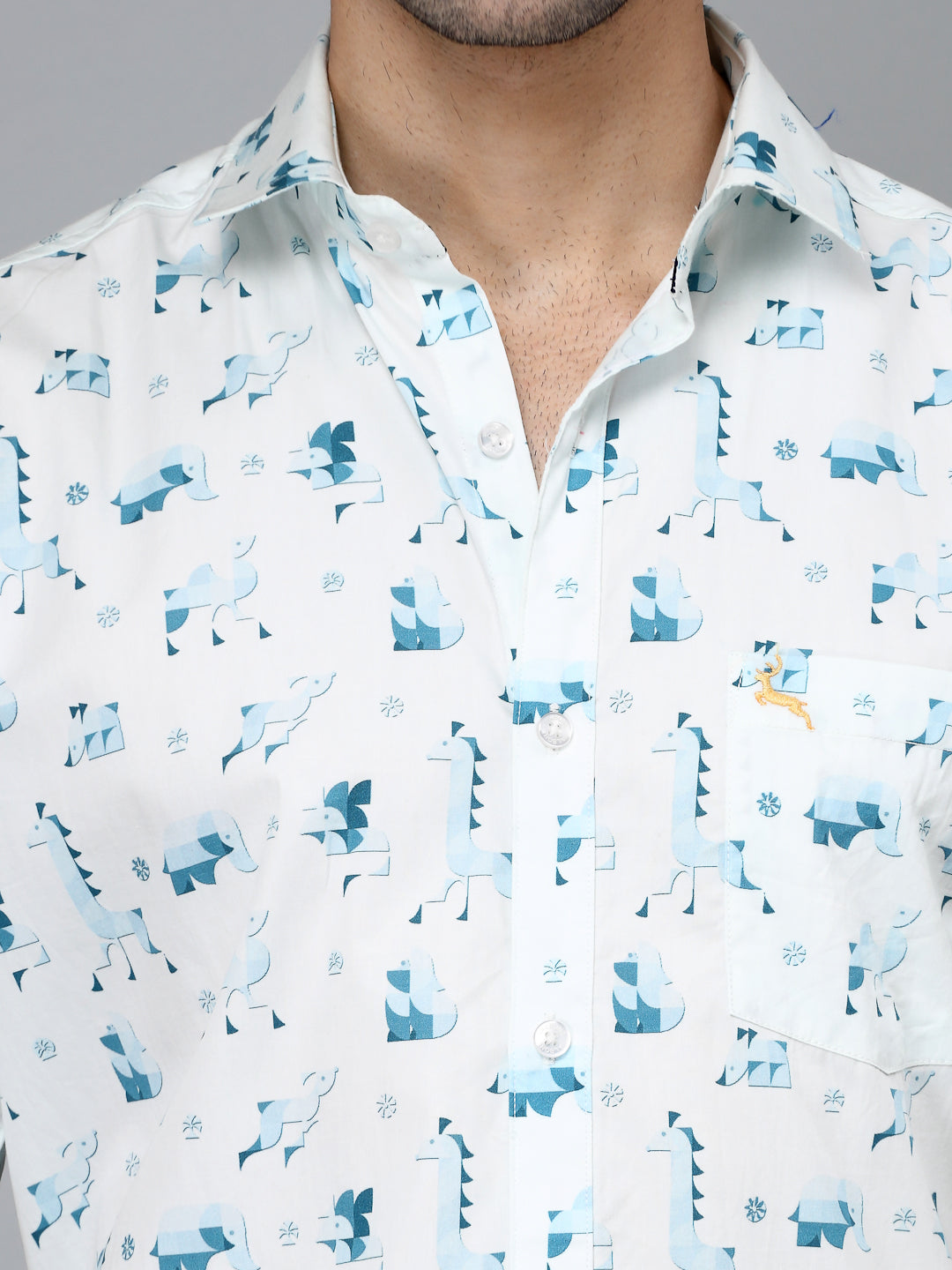Valbone Men's Printed Giza Cotton Casual Shirt