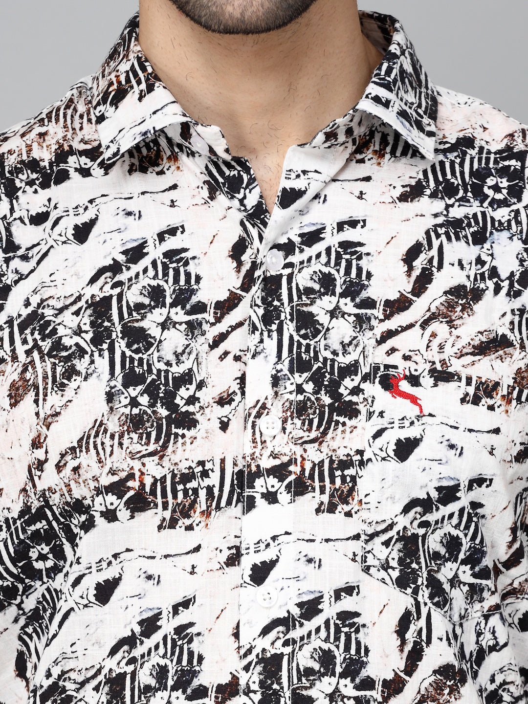 Valbone Men's Abstract Printed Giza Cotton Casual Shirt