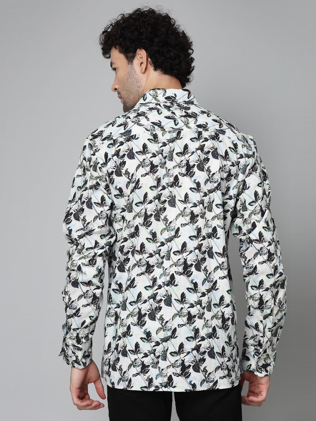 Valbone Men's Abstract Printed Giza Cotton Casual Shirt