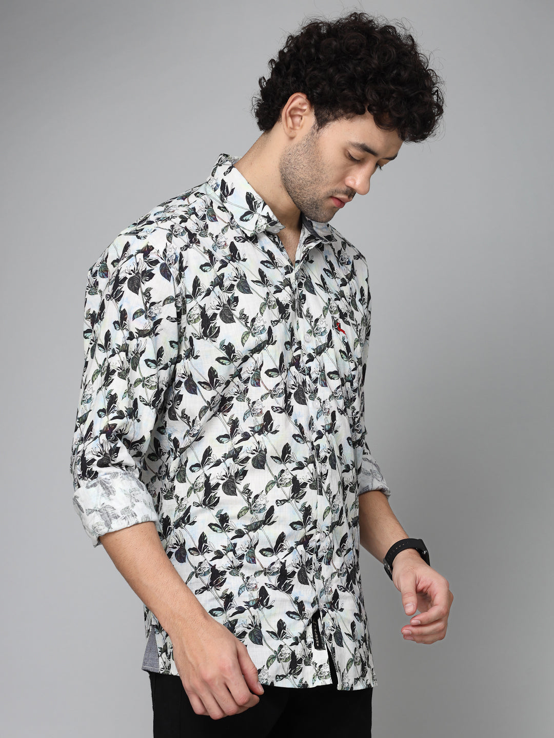 Valbone Men's Abstract Printed Giza Cotton Casual Shirt