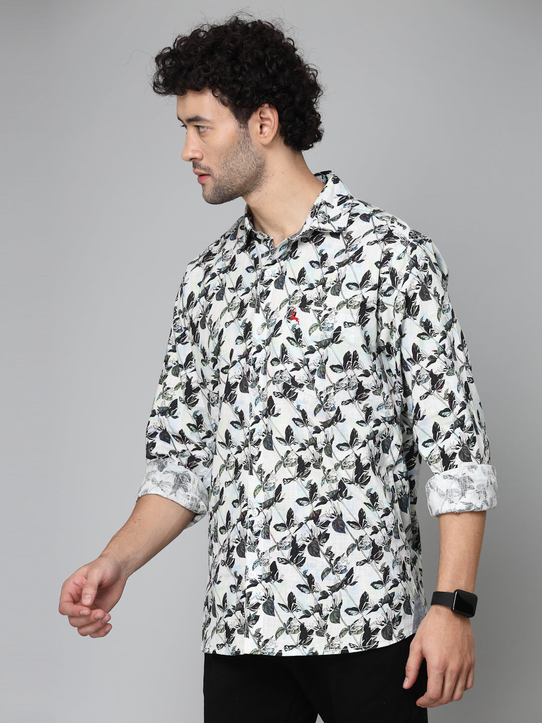 Valbone Men's Abstract Printed Giza Cotton Casual Shirt