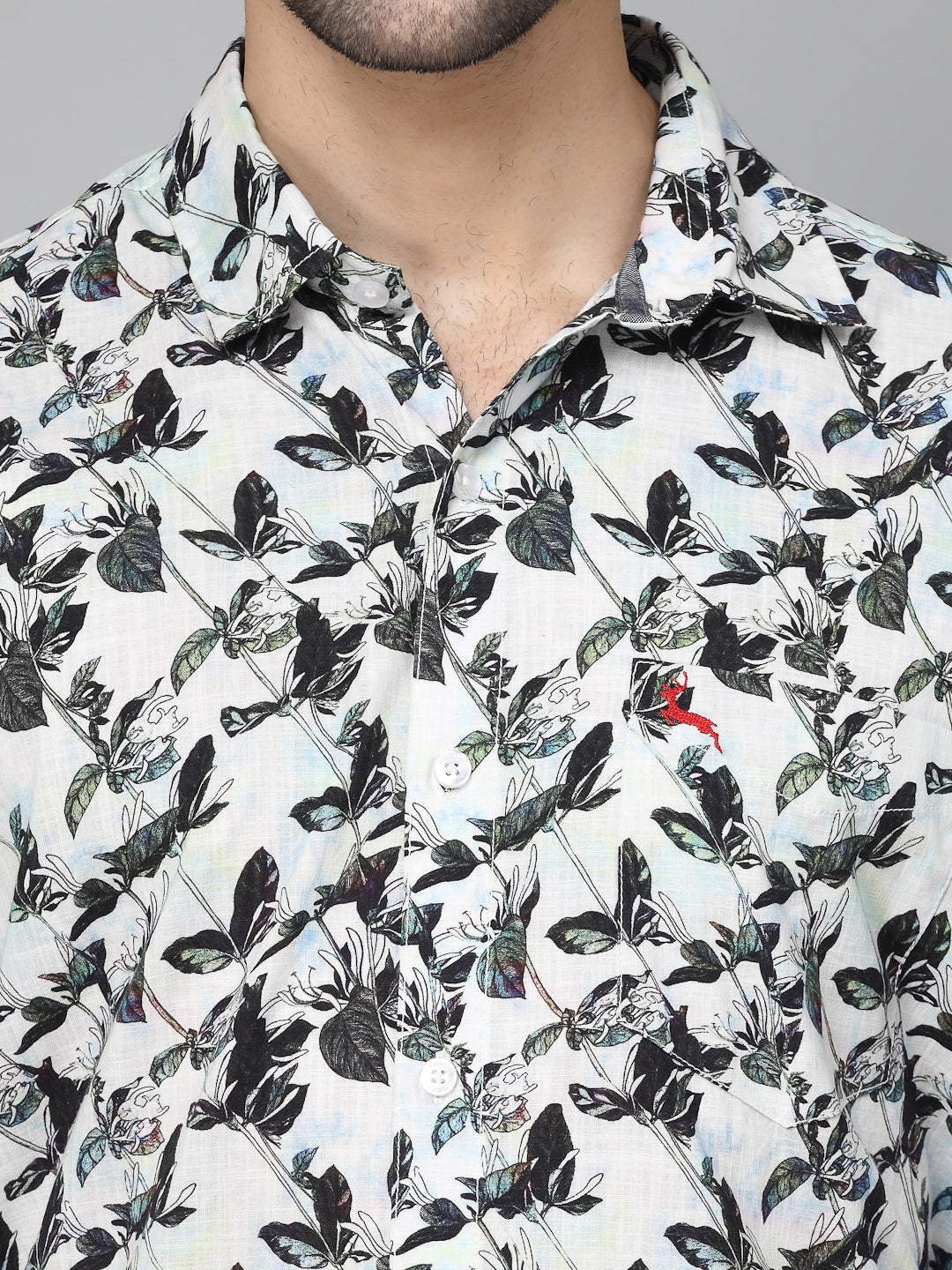 Valbone Men's Abstract Printed Giza Cotton Casual Shirt