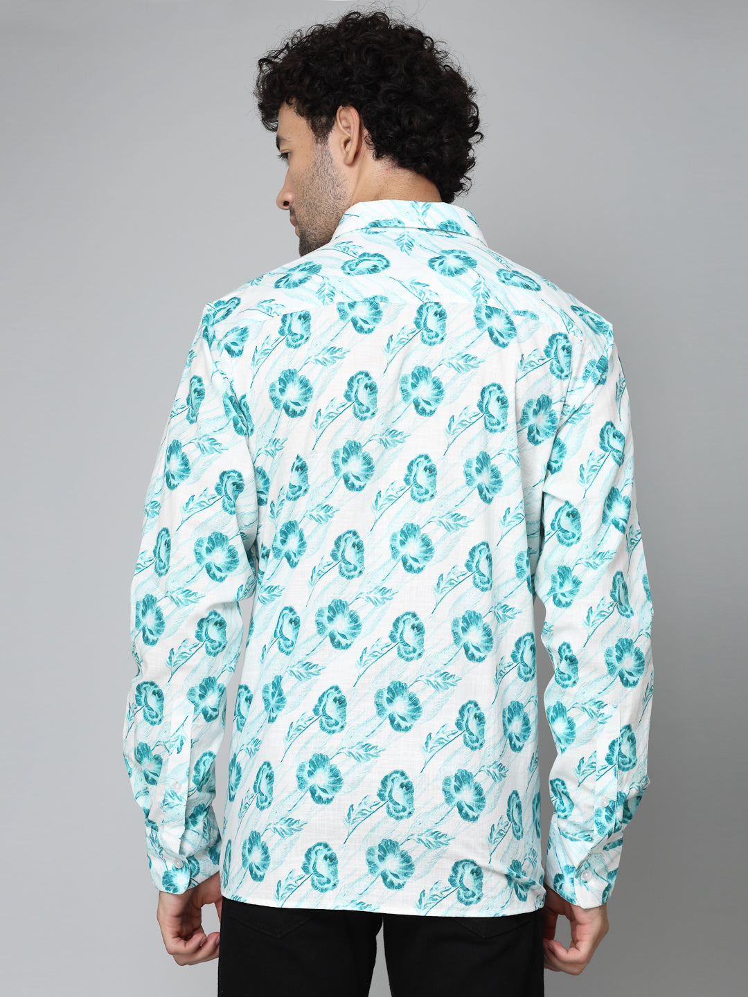 Valbone Men's Floral Printed Giza Cotton Casual Shirt