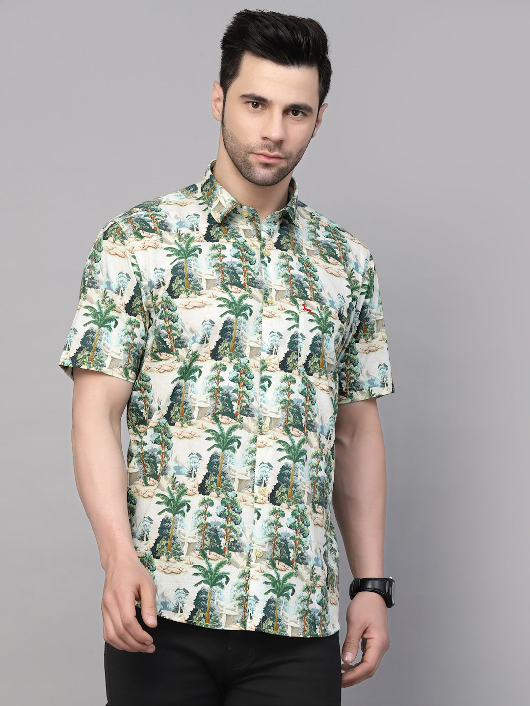 Valbone Men’s Regular Fit Casual Digital Print Shirt Half Sleeve