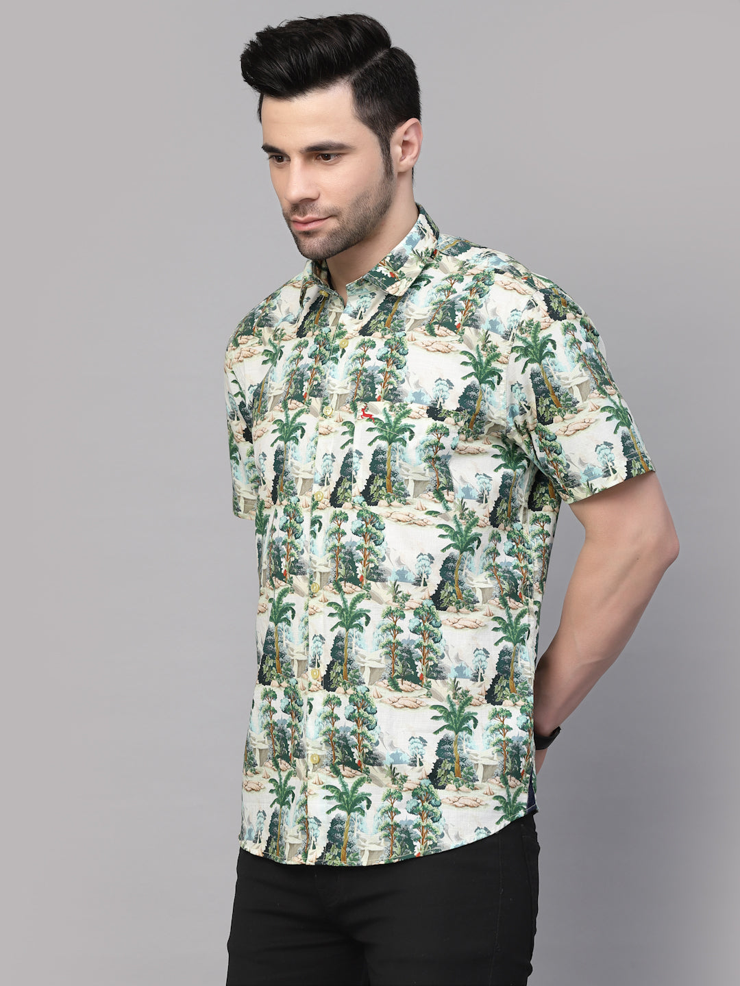Valbone Men’s Regular Fit Casual Digital Print Shirt Half Sleeve