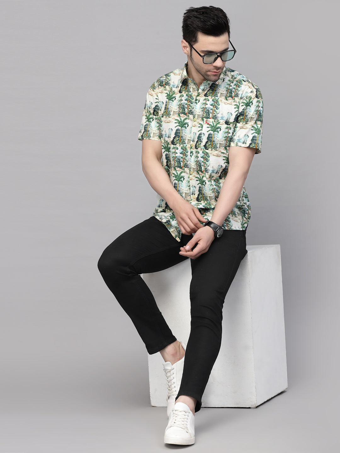 Valbone Men’s Regular Fit Casual Digital Print Shirt Half Sleeve