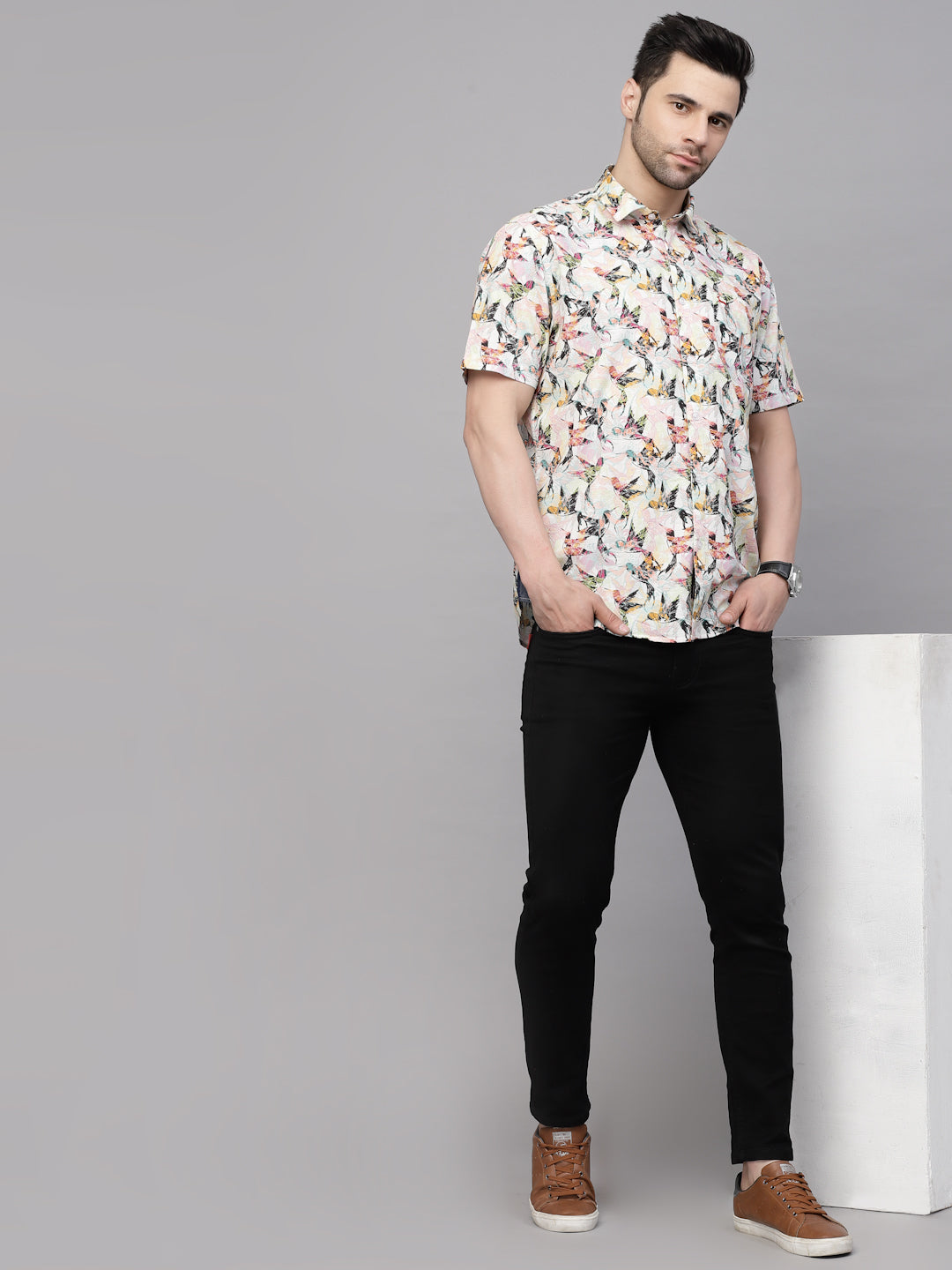 Valbone Men’s Digital Print Regular Fit Baird's Printed Casual Shirt Half Sleeves