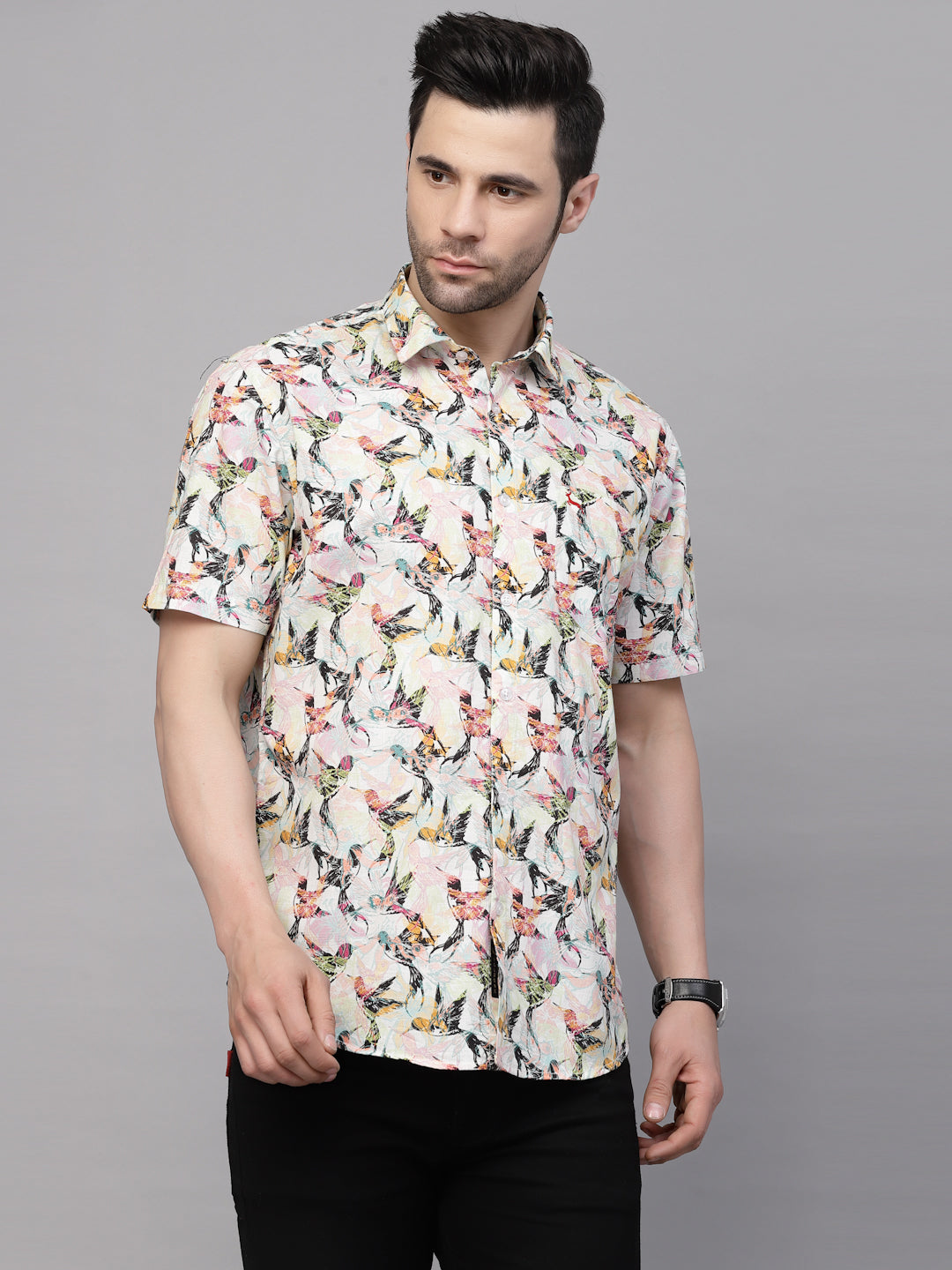 Valbone Men’s Digital Print Regular Fit Baird's Printed Casual Shirt Half Sleeves