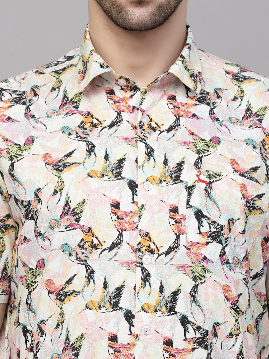 Valbone Men’s Digital Print Regular Fit Baird's Printed Casual Shirt Half Sleeves