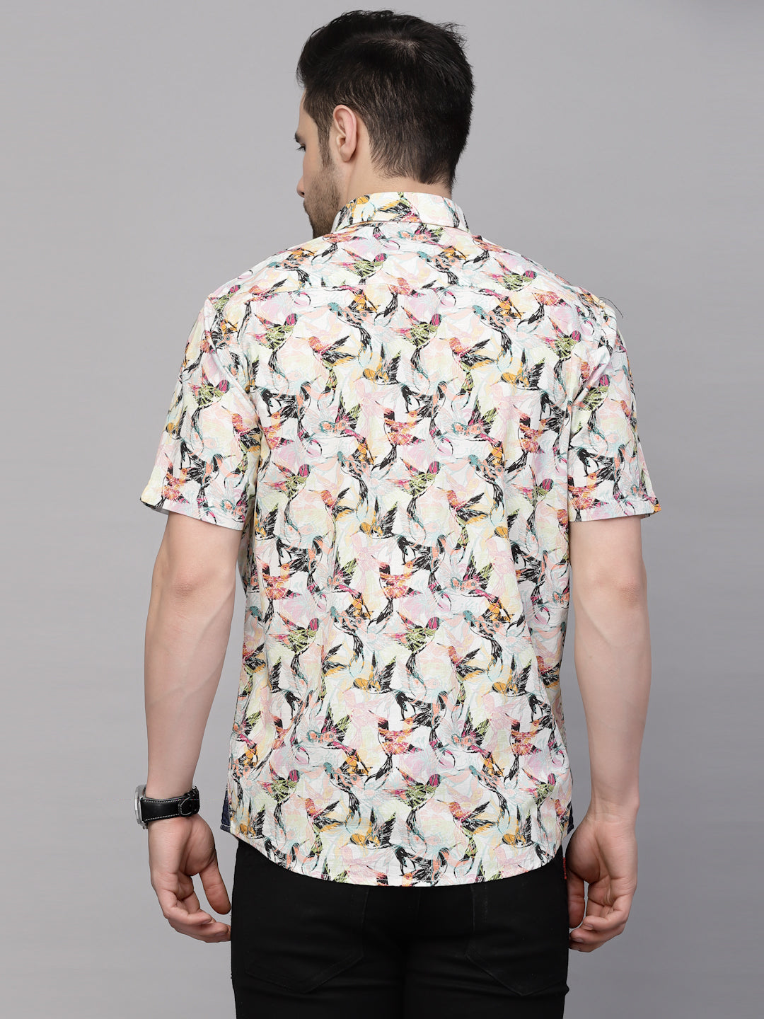 Valbone Men’s Digital Print Regular Fit Baird's Printed Casual Shirt Half Sleeves