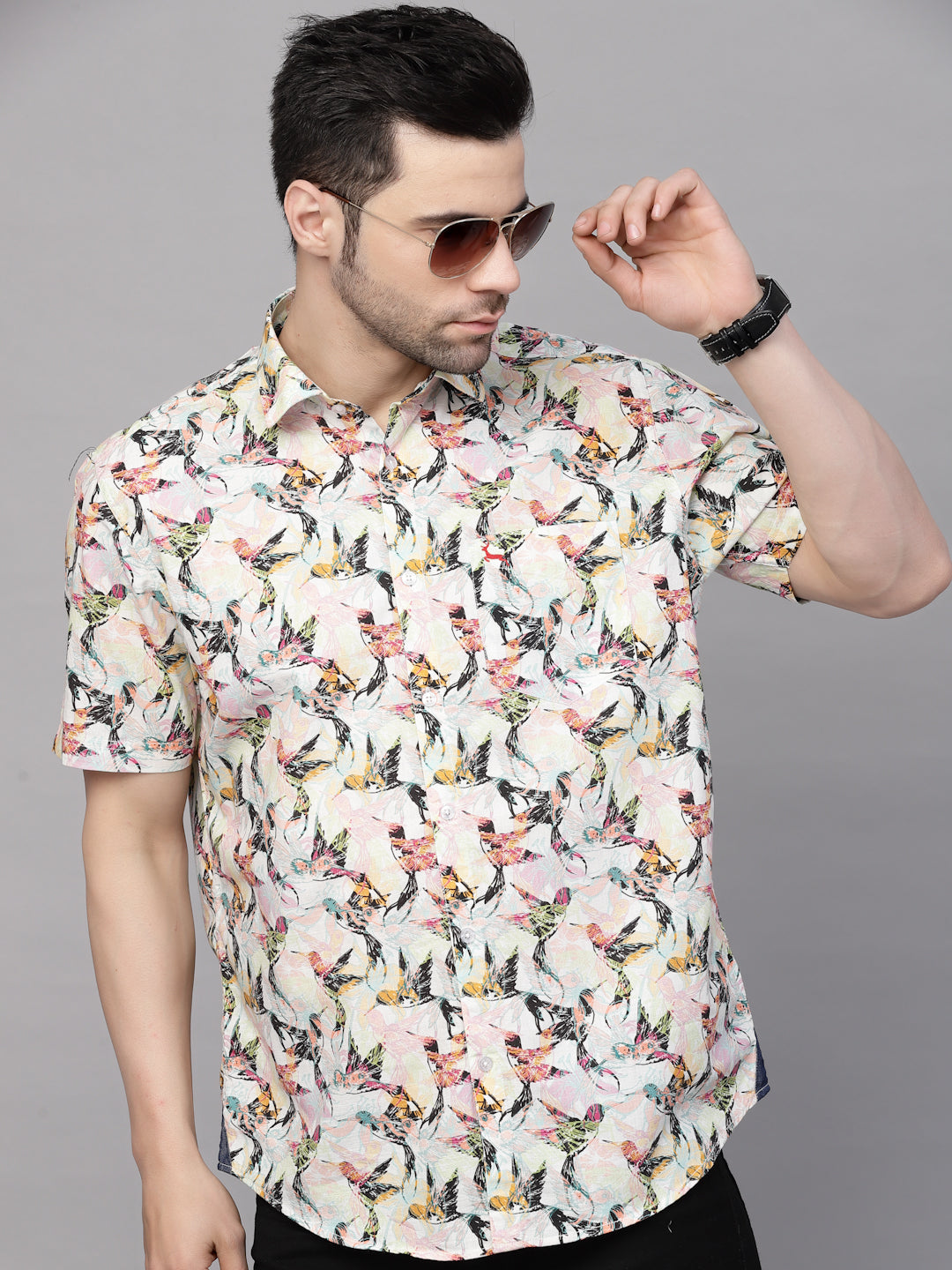 Valbone Men’s Digital Print Regular Fit Baird's Printed Casual Shirt Half Sleeves