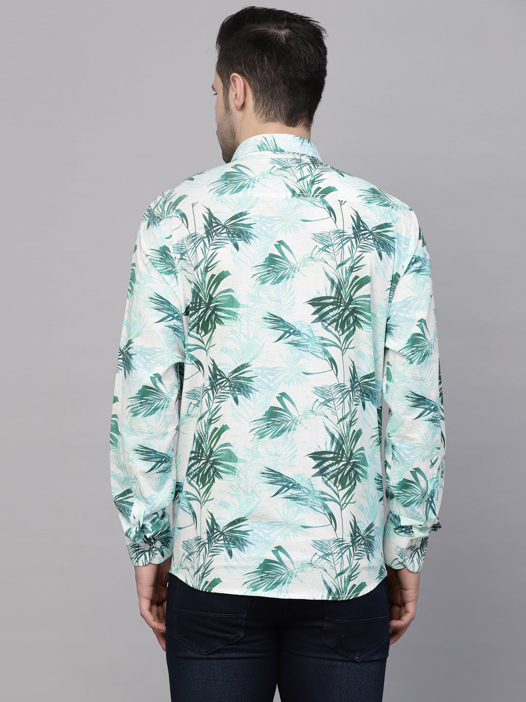 Valbone Men’s Digital Print Green Leafs Printed Regular Fit Casual Shirt Full Sleeves