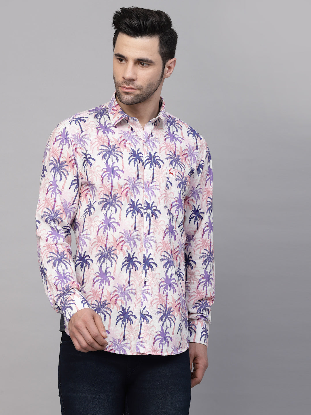 Valbone Men’s Digital Print Purple Tree Printed Regular Fit Casual Shirt Full Sleeves