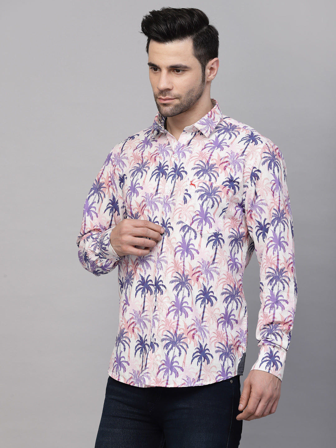 Valbone Men’s Digital Print Purple Tree Printed Regular Fit Casual Shirt Full Sleeves