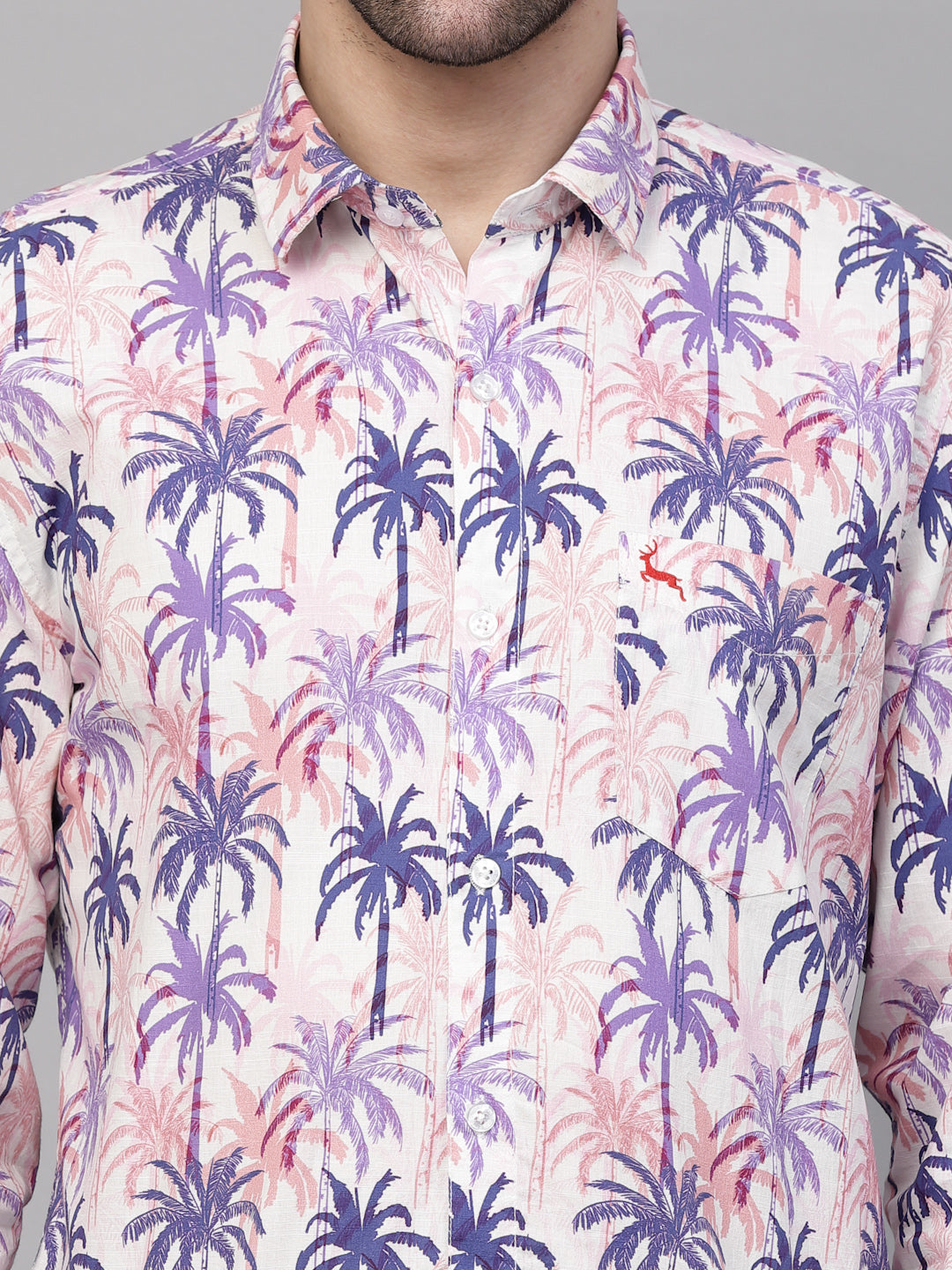 Valbone Men’s Digital Print Purple Tree Printed Regular Fit Casual Shirt Full Sleeves