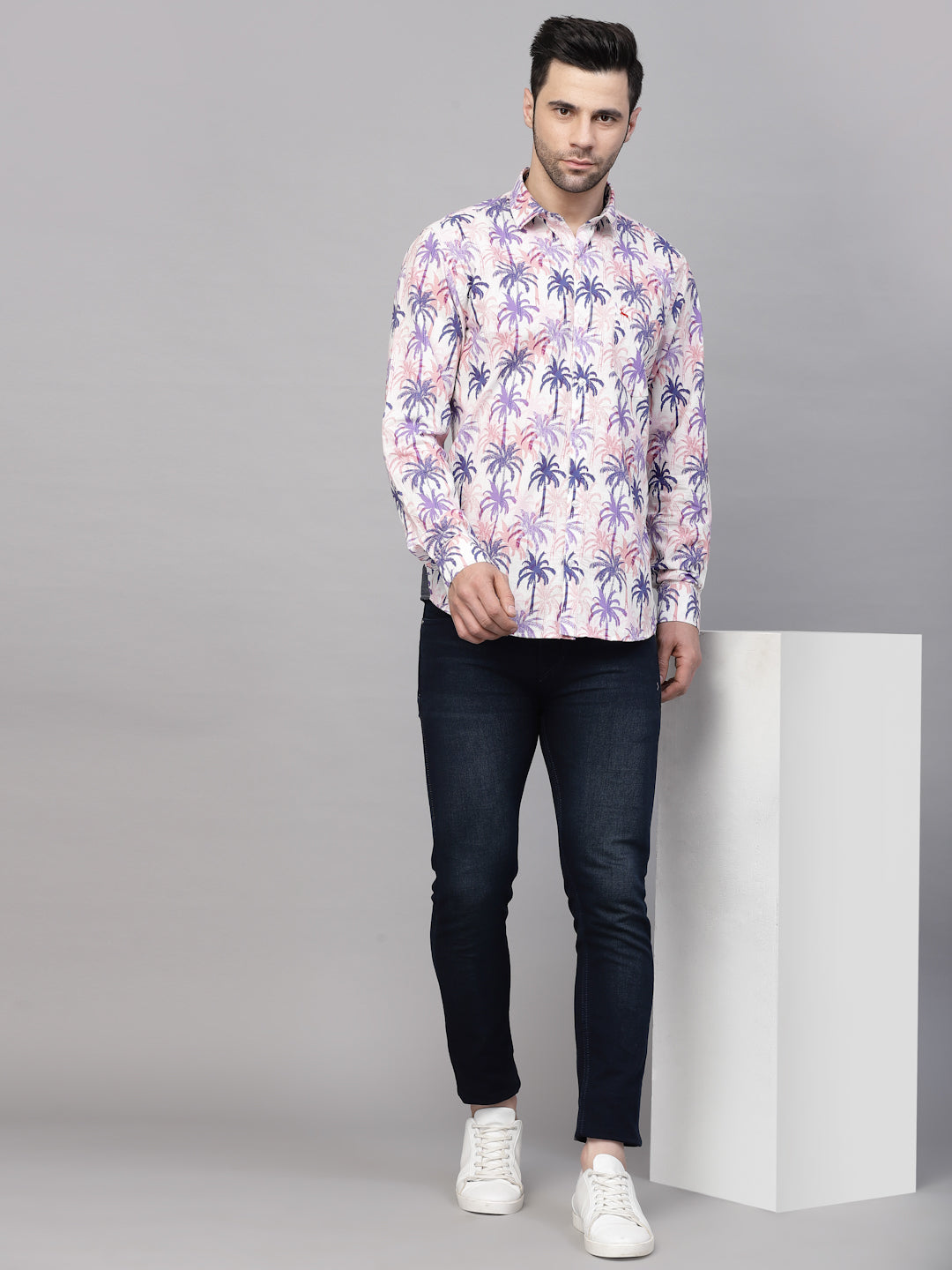 Valbone Men’s Digital Print Purple Tree Printed Regular Fit Casual Shirt Full Sleeves