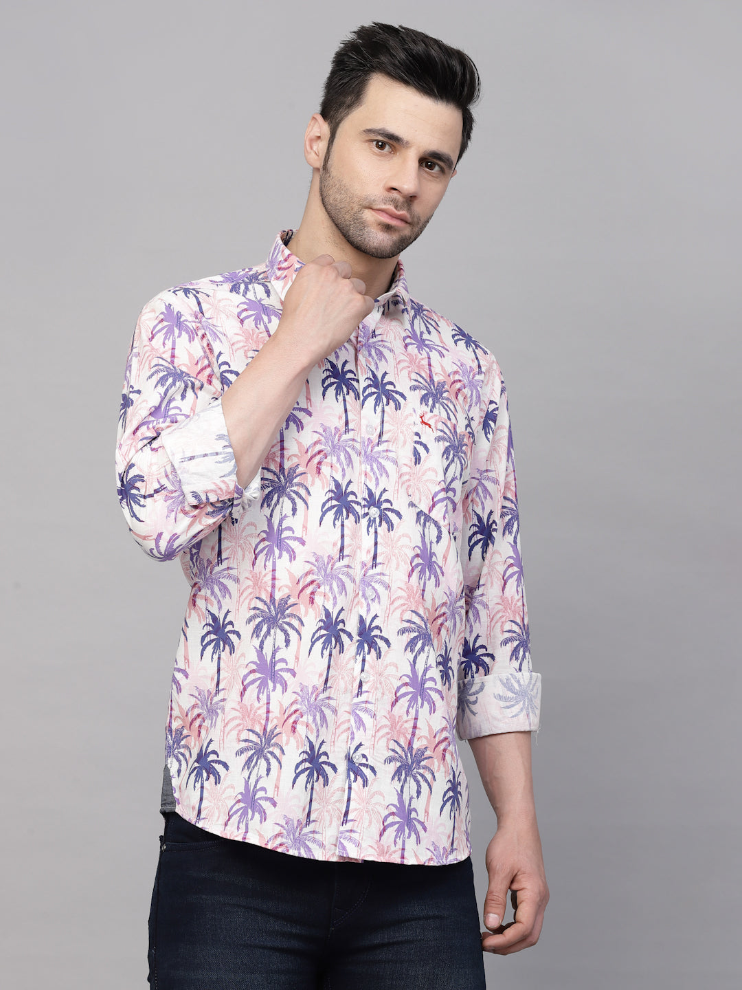 Valbone Men’s Digital Print Purple Tree Printed Regular Fit Casual Shirt Full Sleeves