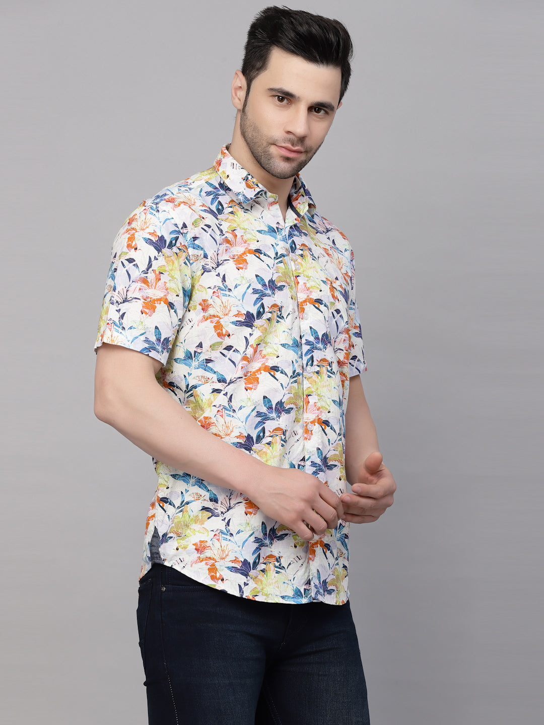 Valbone Men’s Multi Color Digital Floral Printed Regular Fit Casual Shirt Half Sleeves