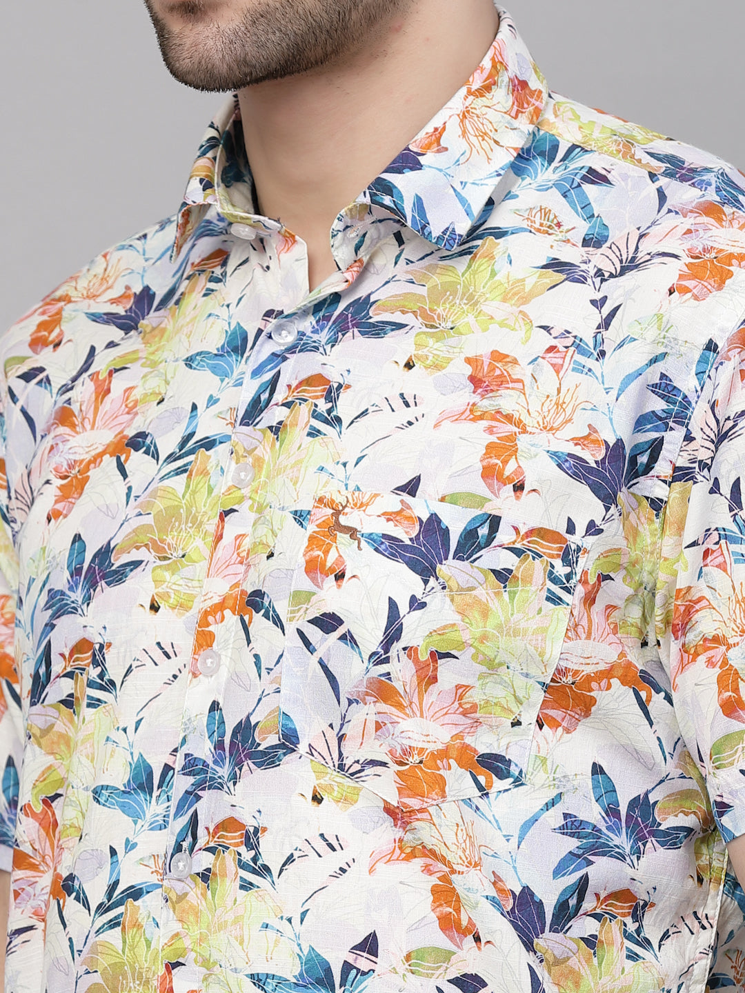 Valbone Men’s Multi Color Digital Floral Printed Regular Fit Casual Shirt Half Sleeves