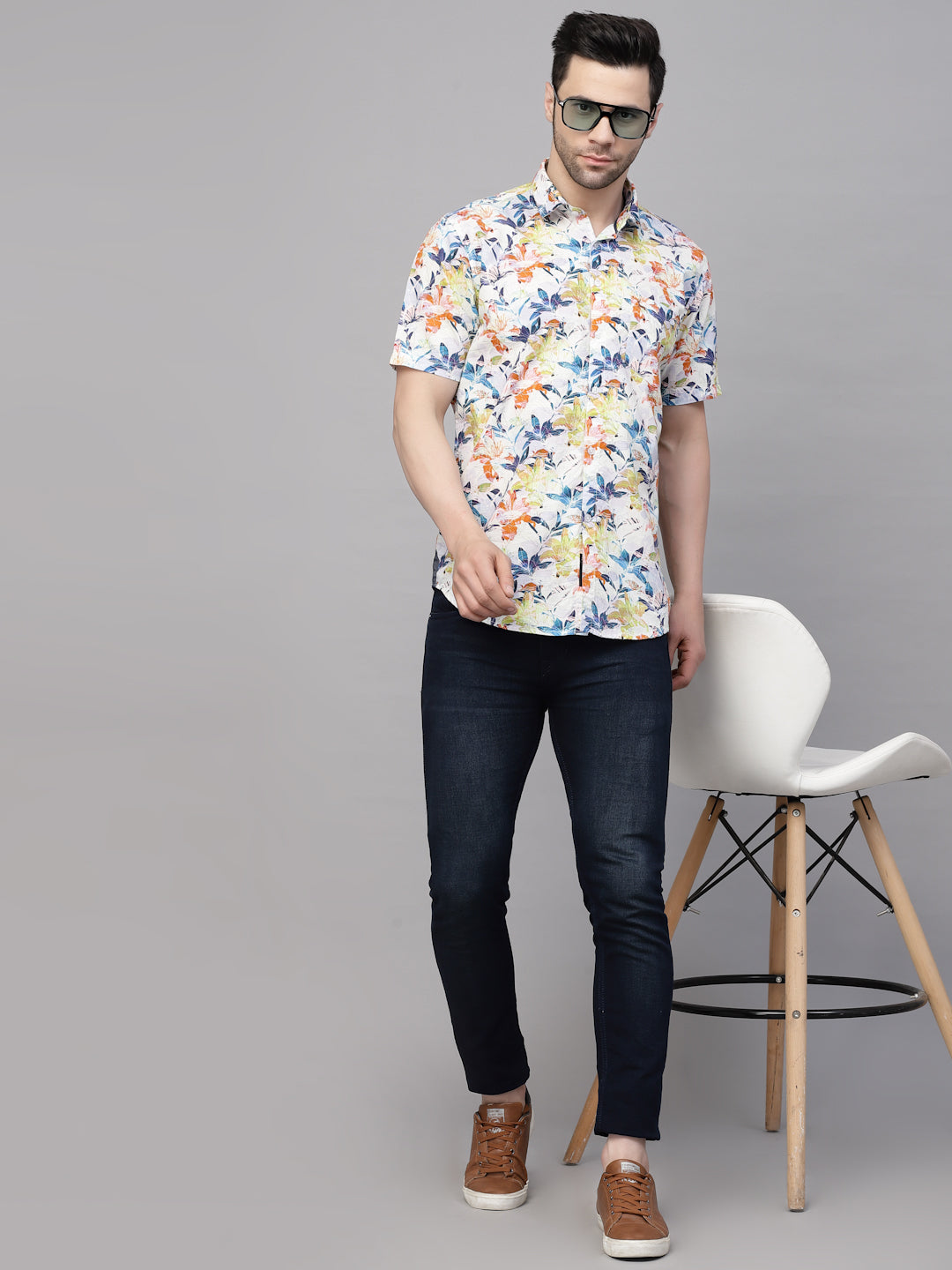Valbone Men’s Multi Color Digital Floral Printed Regular Fit Casual Shirt Half Sleeves