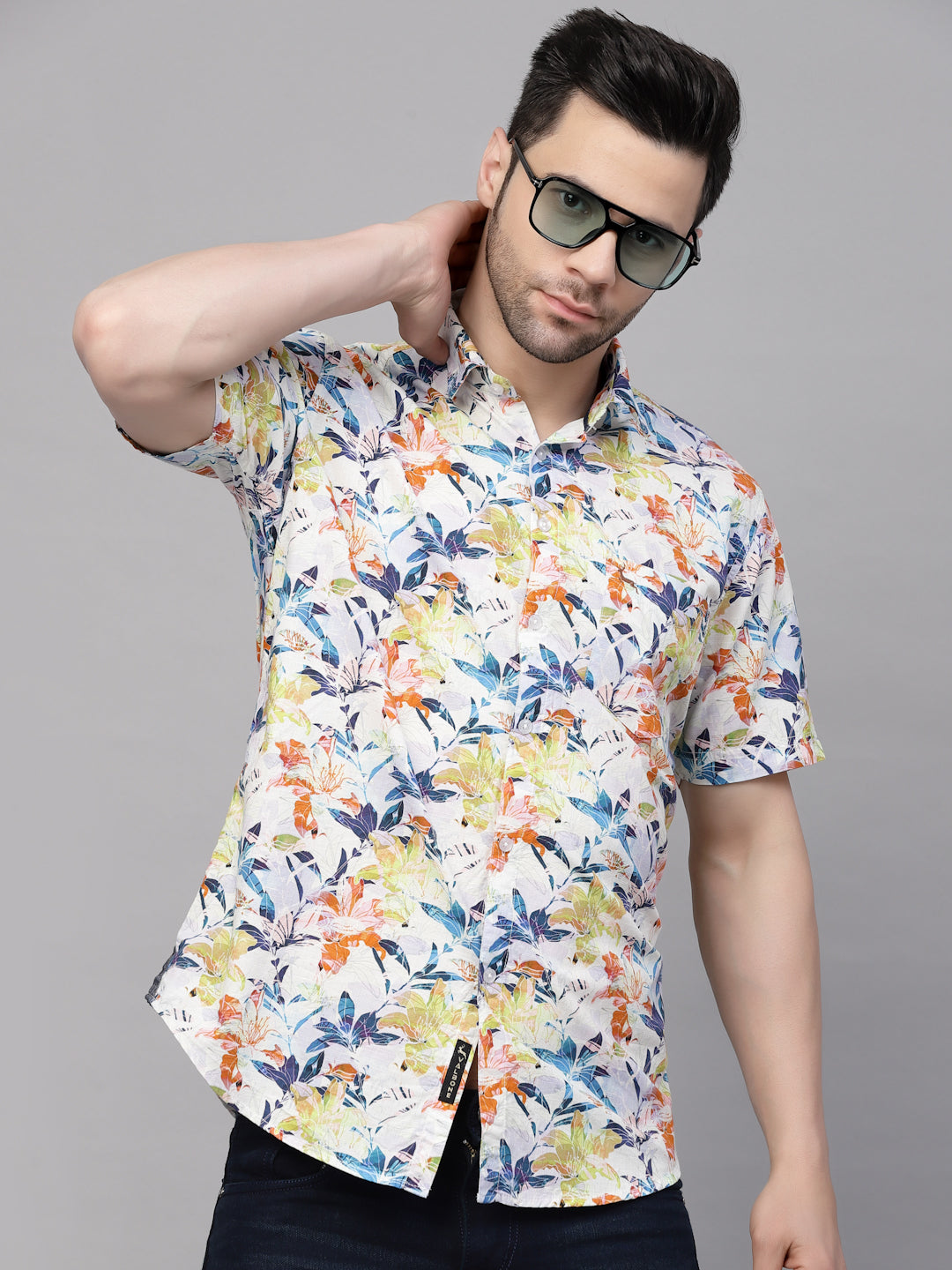 Valbone Men’s Multi Color Digital Floral Printed Regular Fit Casual Shirt Half Sleeves