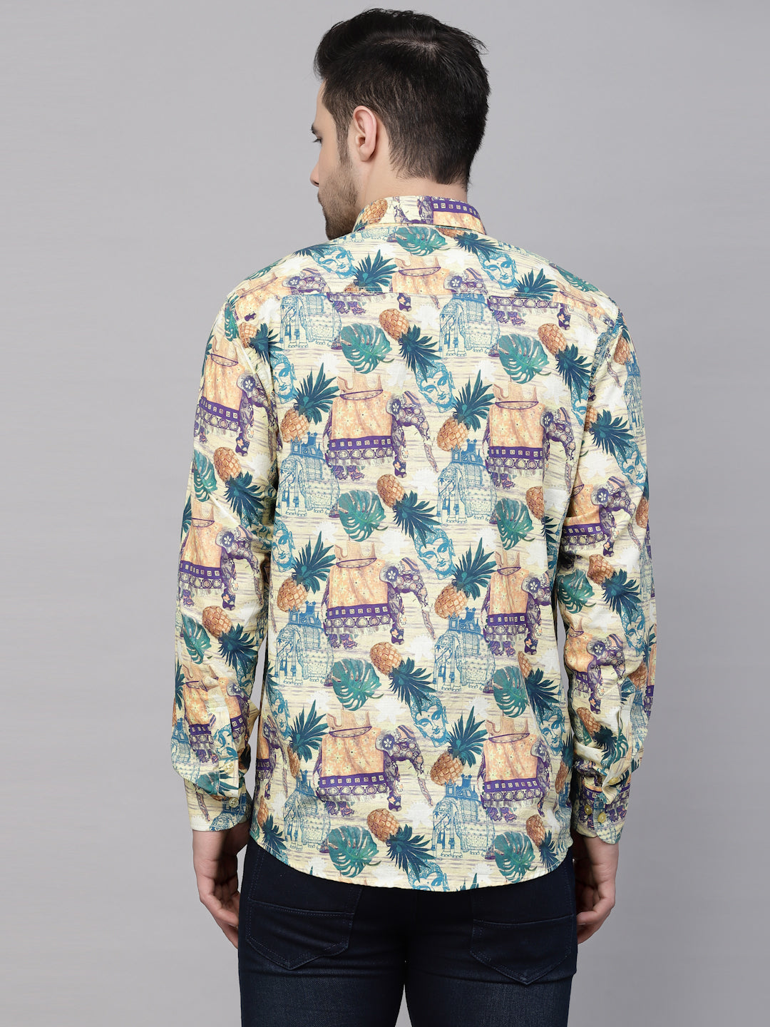 Valbone Men’s Digital Print Green Regular Fit Casual Shirt Full Sleeves