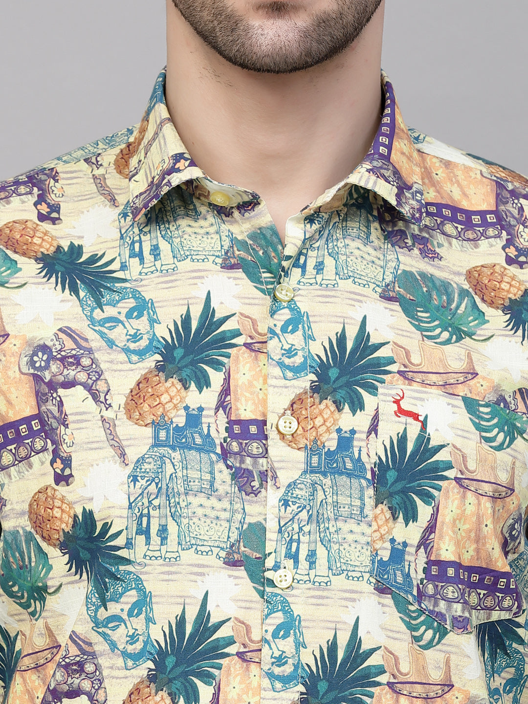 Valbone Men’s Digital Print Green Regular Fit Casual Shirt Full Sleeves