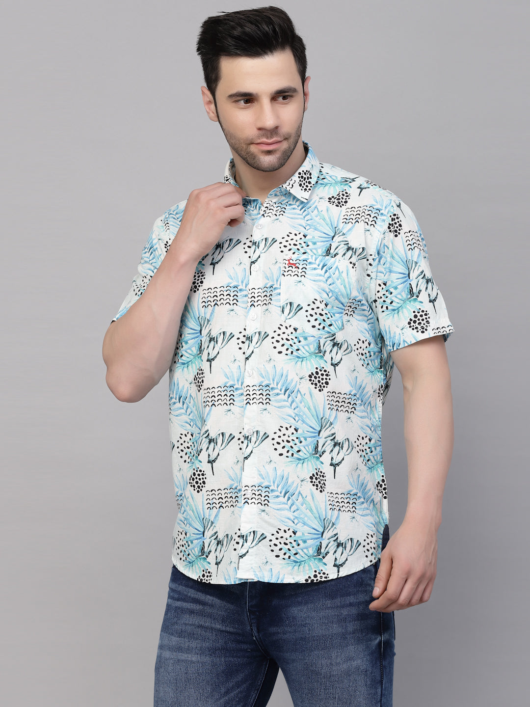 Valbone Men’s Digital Print Blue Regular Fit Butterfly Printed Casual Shirt Half Sleeves