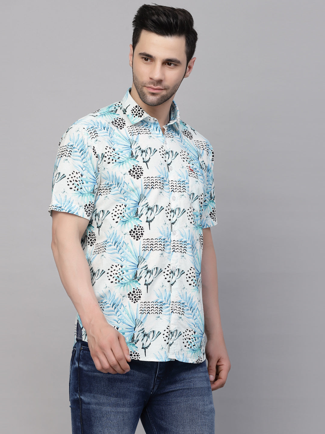 Valbone Men’s Digital Print Blue Regular Fit Butterfly Printed Casual Shirt Half Sleeves