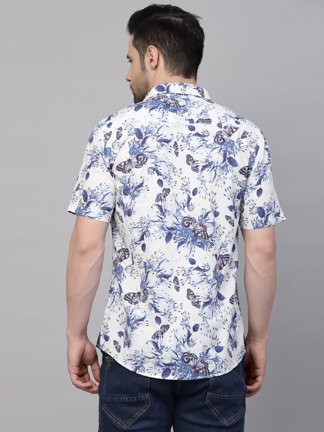 Valbone Men’s Digital Print Blue Butterfly Printed Regular Fit Casual Shirt Half Sleeves