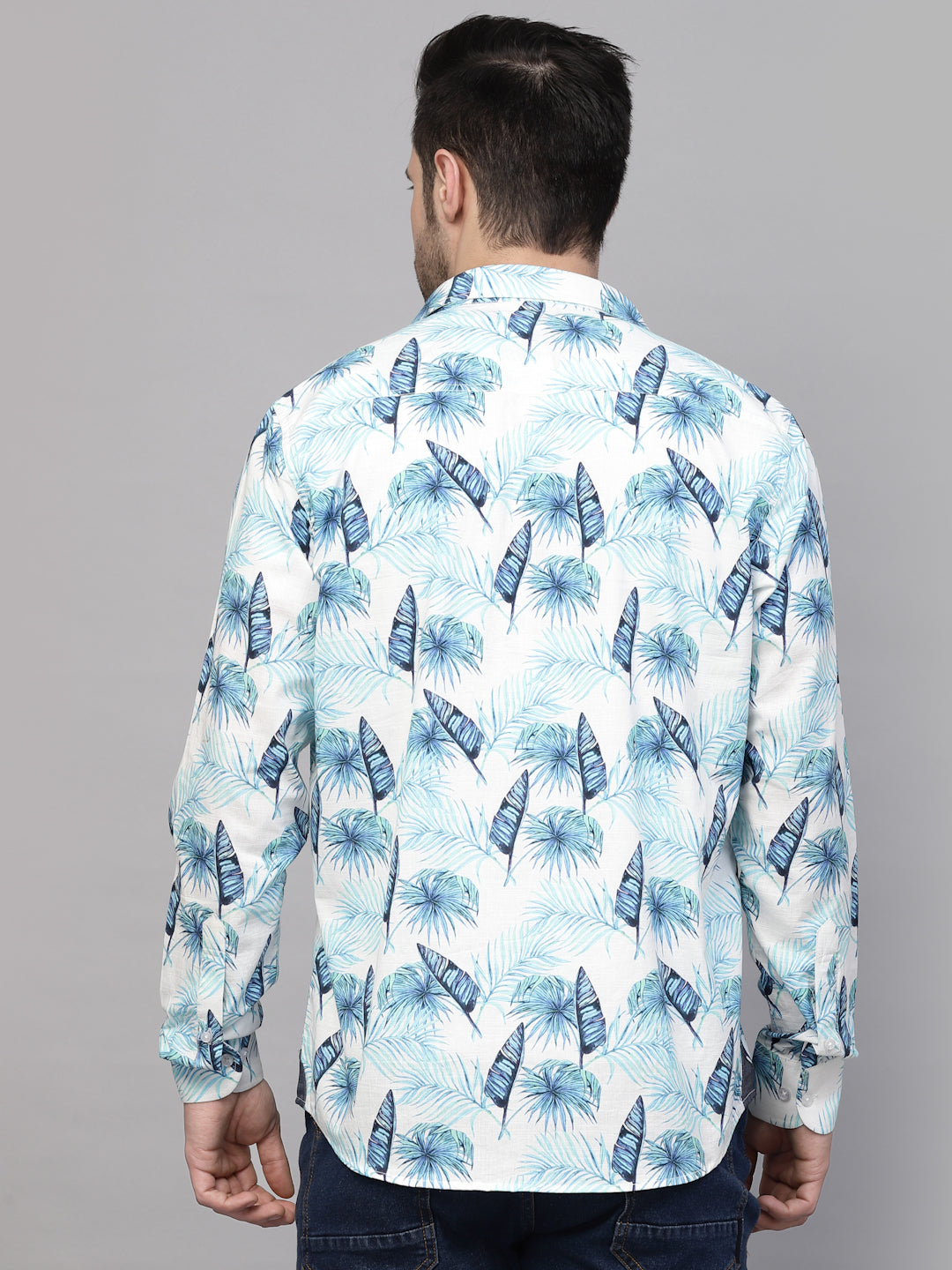 Valbone Men’s Digital Print Blue Regular Fit Casual Shirt Full Sleeves