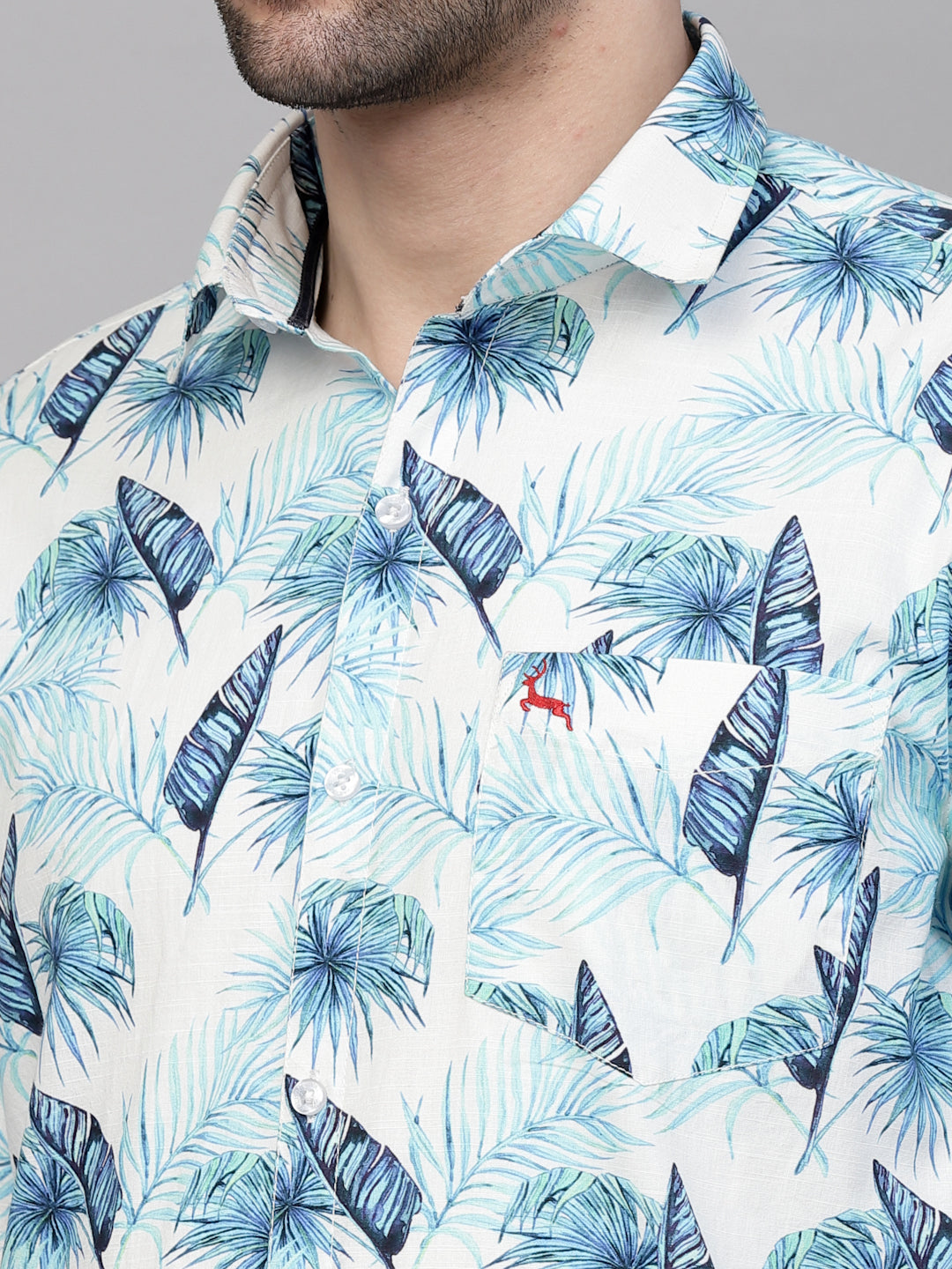 Valbone Men’s Digital Print Blue Regular Fit Casual Shirt Full Sleeves