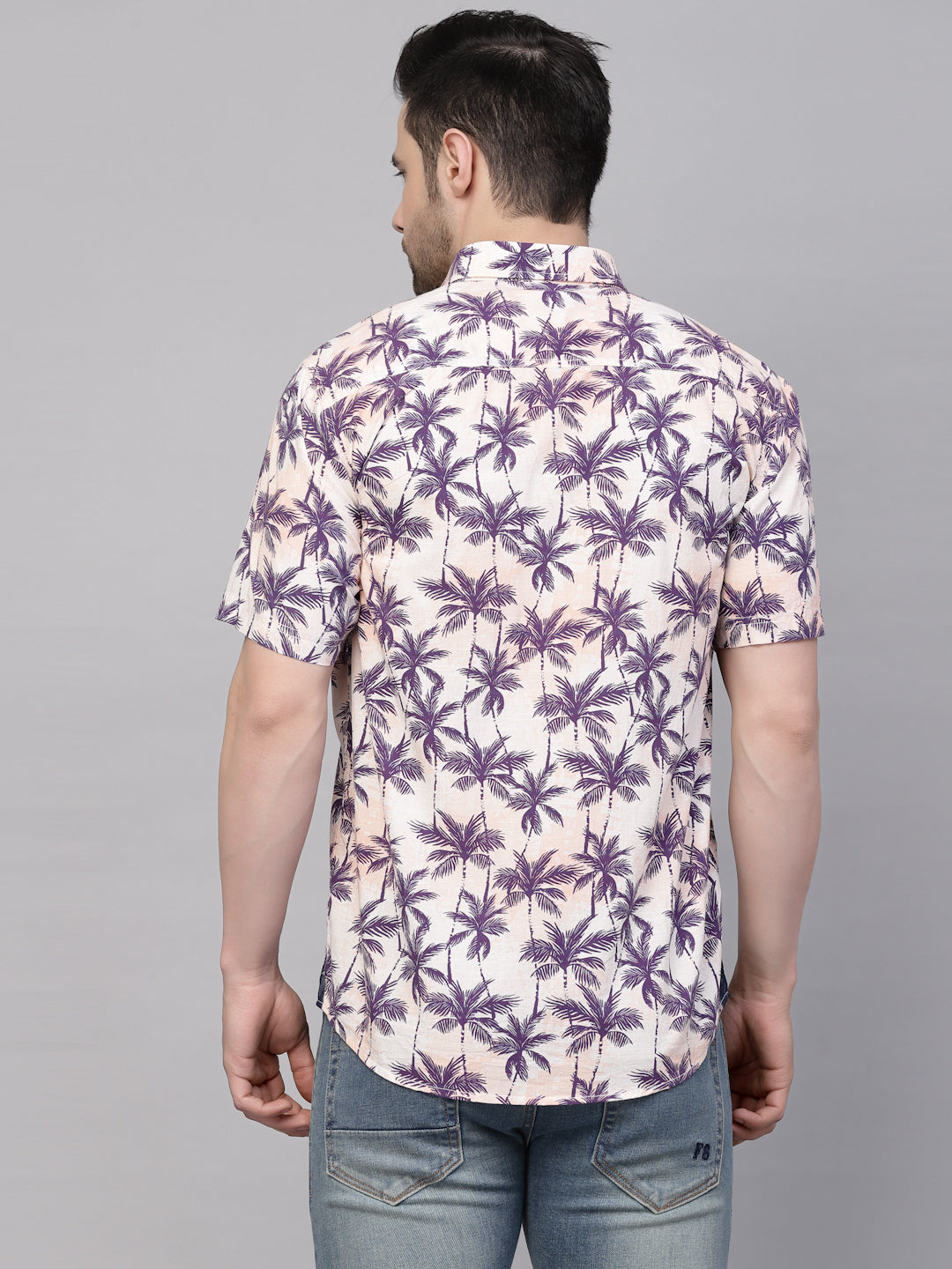 Valbone Men’s Digital Print Purple Tree Printed Regular Fit Casual Shirt Half Sleeves